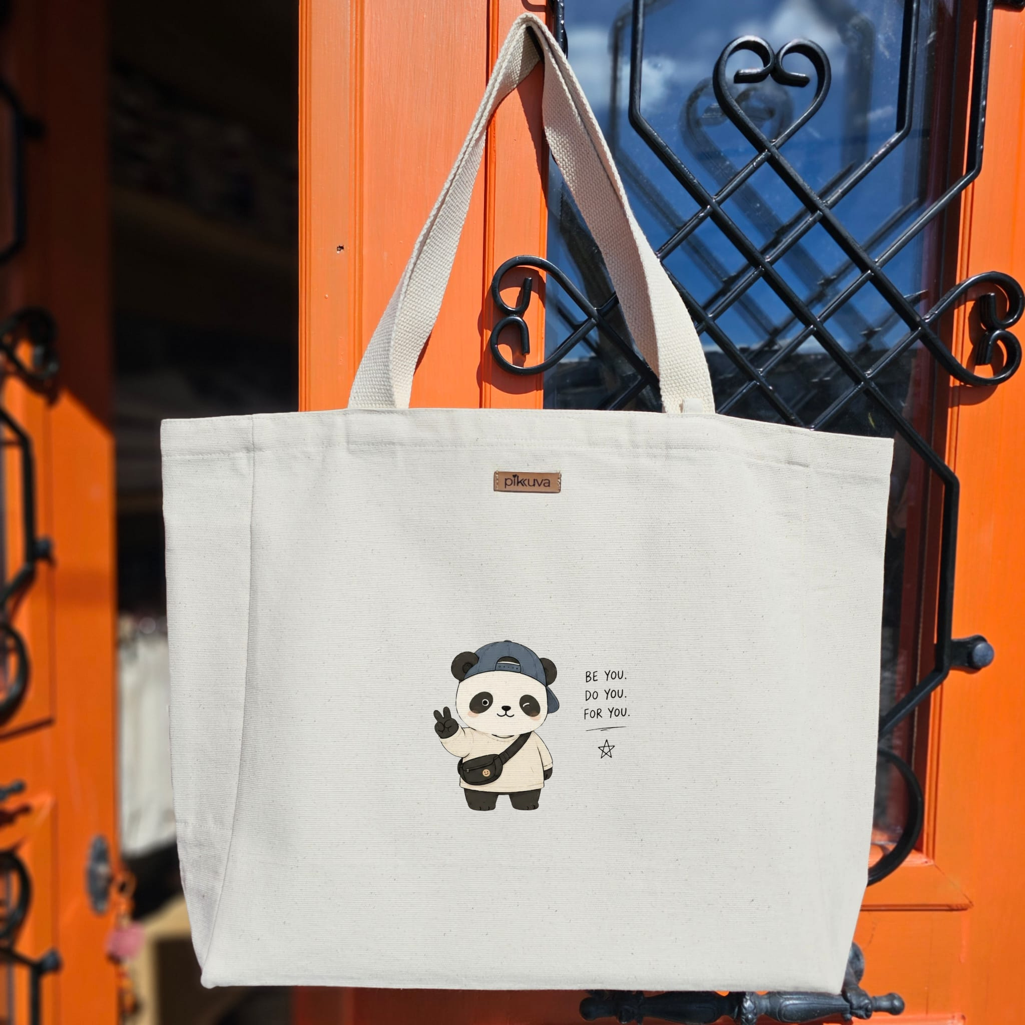 Kanvas Bez Çanta - Barış Dolu Panda Tasarımı — 12x20