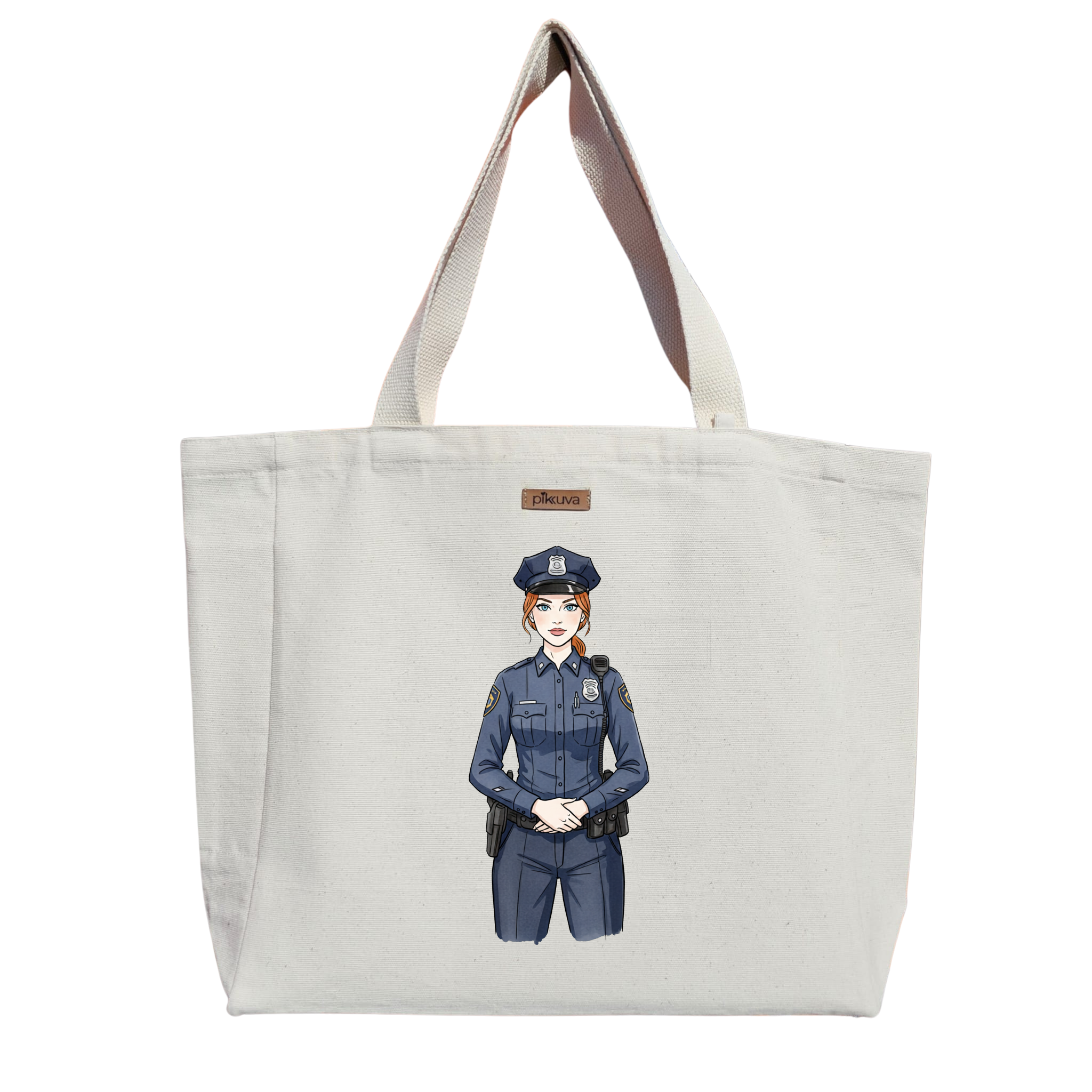 Mavi Üniformalı Kadın Polis Kanvas Çanta — 20x24
