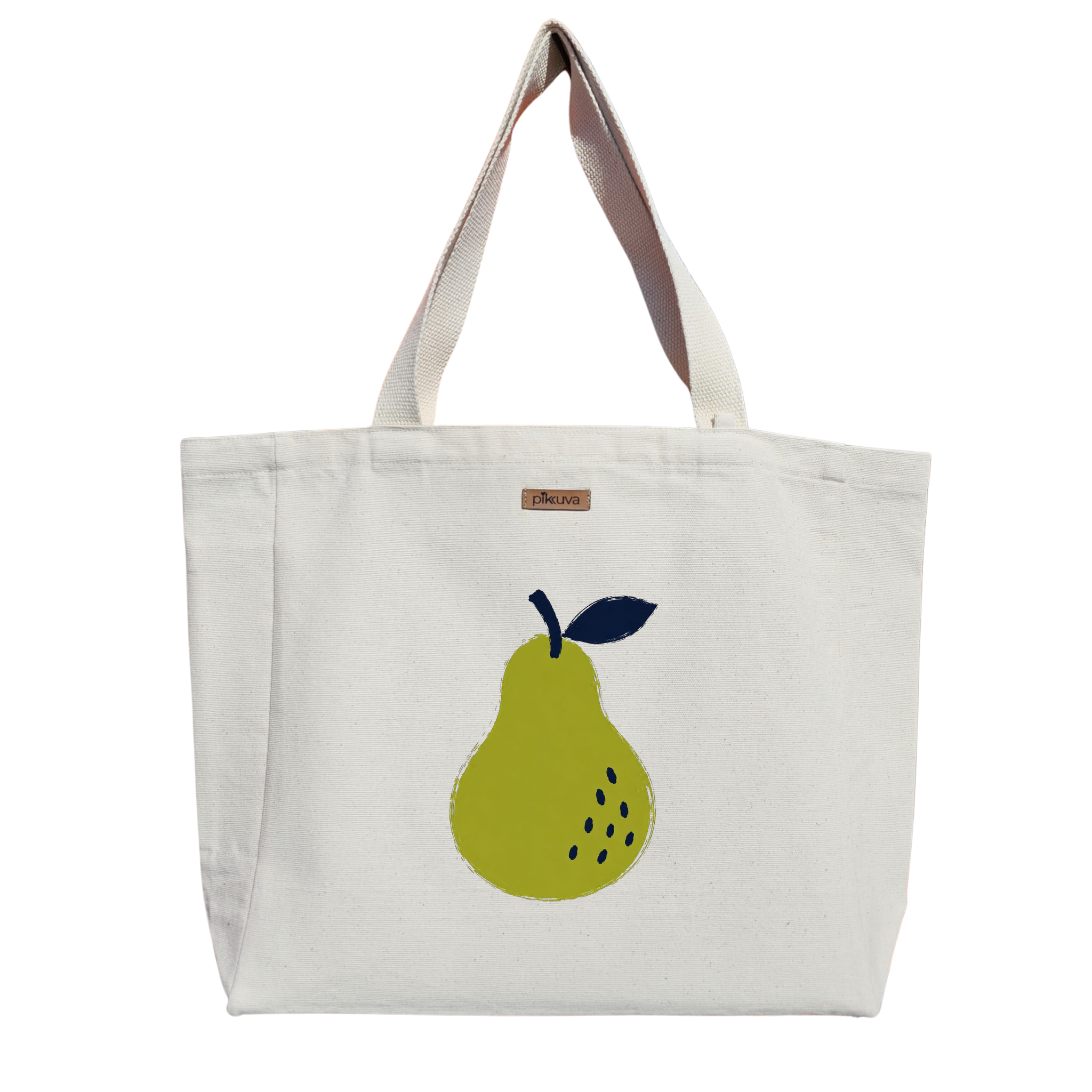 Soyut Armut Tasarımı Abstract pear design Baskılı Naturel Kanvas Bez Çanta Sap Beyaz Cırt Cırtlı Suluk Tutuculu — 12x20