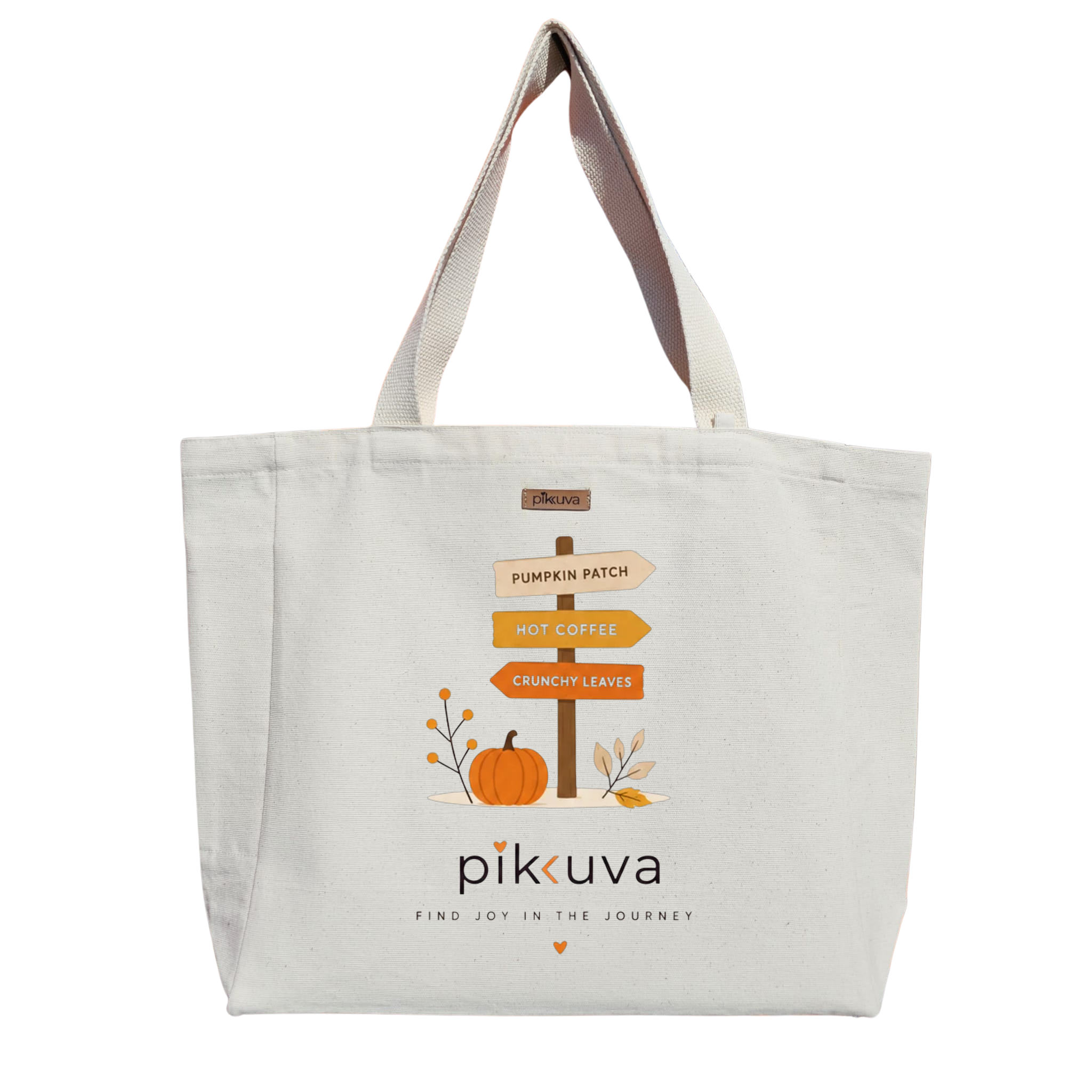 Natural Canvas Tote Bag, Natural Handle, White Velcro, Water Bottle Holder — 20x24