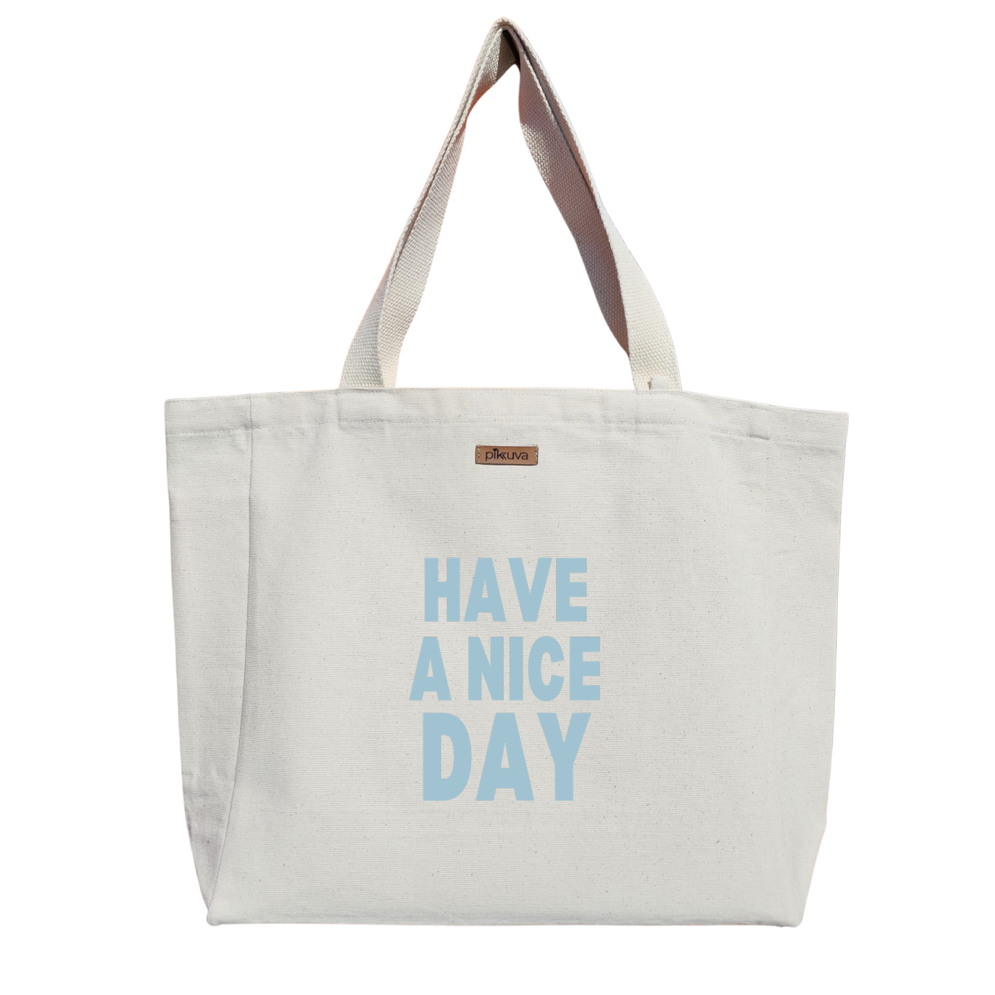 Güzel Bir Gün Geçir Have a nice day Baskılıı Naturel Kanvas Bez Çanta Sap Beyaz Cırt Cırtlı Suluk Tutuculu — 12x20