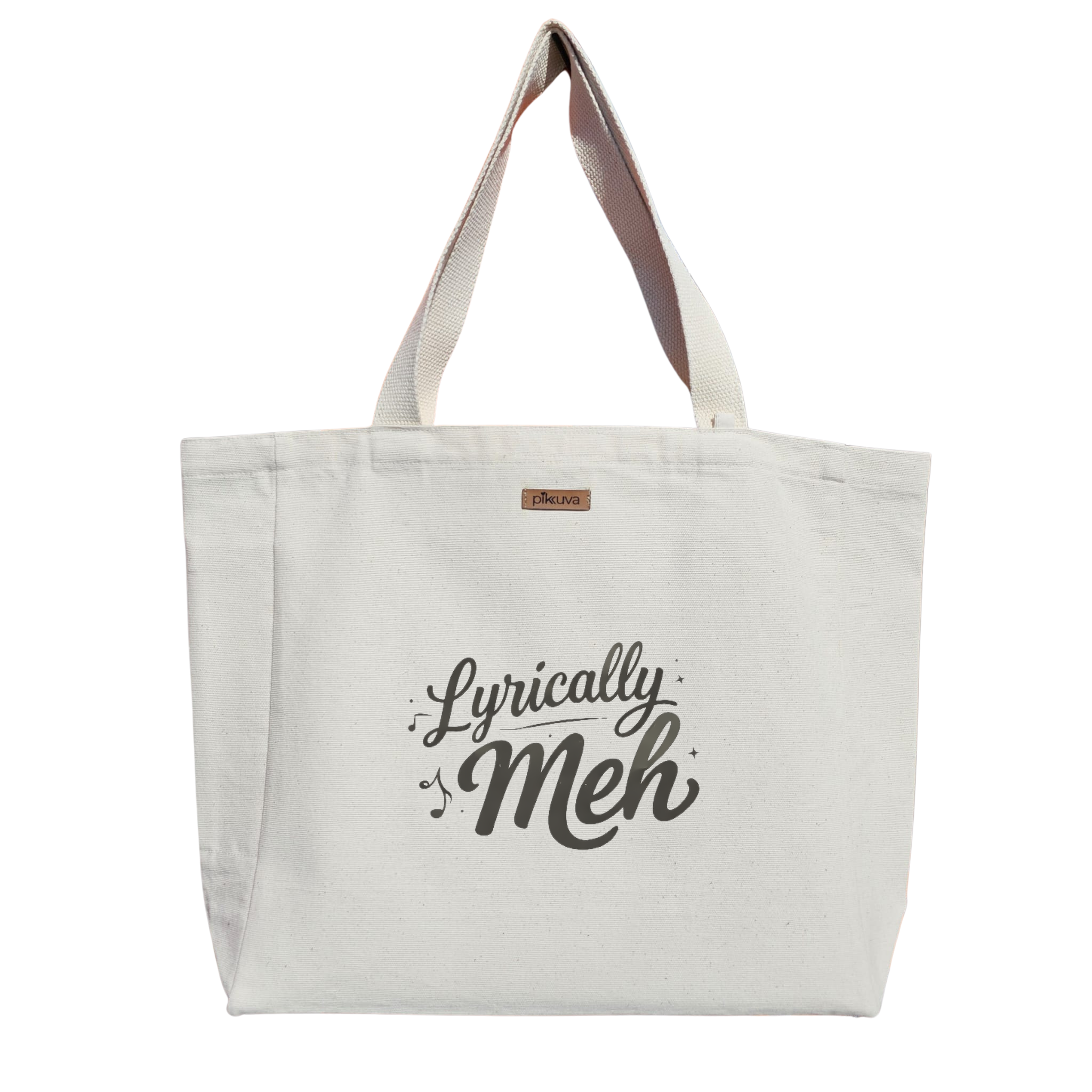 Natural Canvas Tote Bag, Natural Handle, White Velcro, Water Bottle Holder