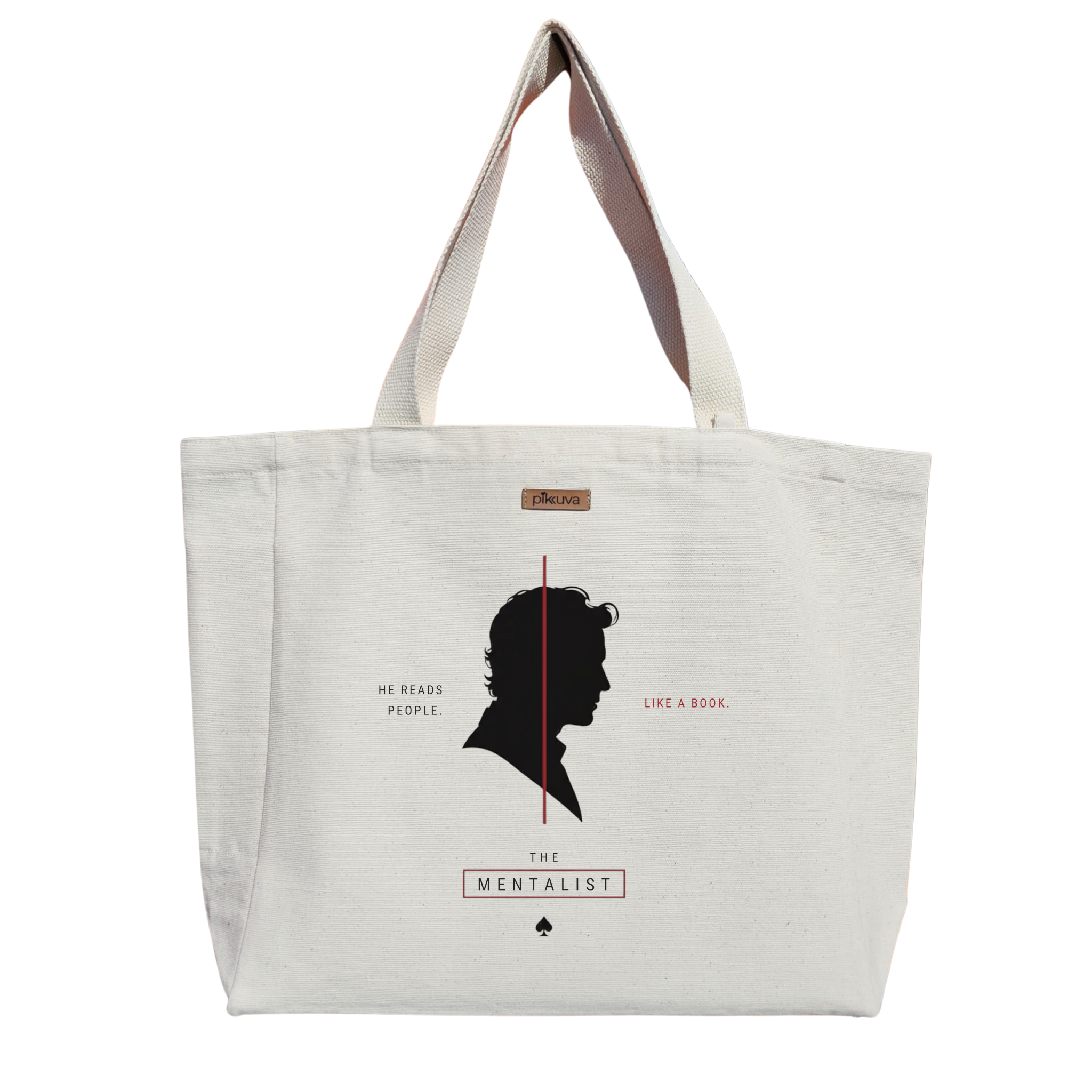 Natural Canvas Tote Bag, Natural Handle, White Velcro, Water Bottle Holder — 20x24
