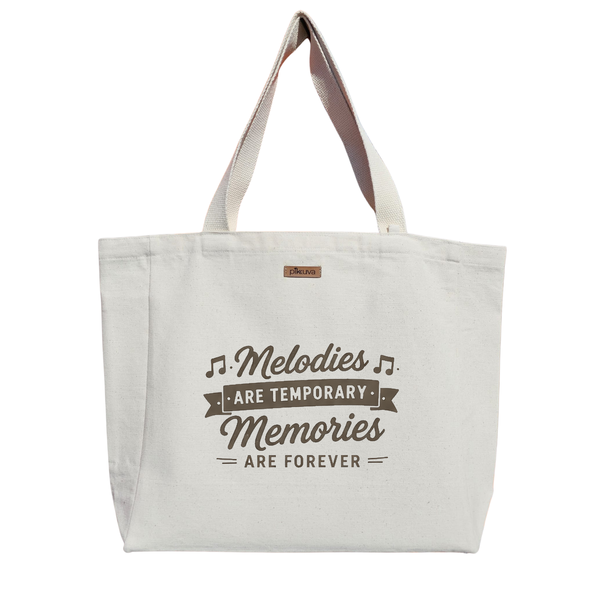 Kahverengi Melodi Logo Tasarımı Müzik ve Anılar Modern Nostaljik Melodiler geçicidir Baskılı Naturel Kanvas Bez Çanta Sap Beyaz Cırt Cırtlı Suluk Tutuculu — 20x24
