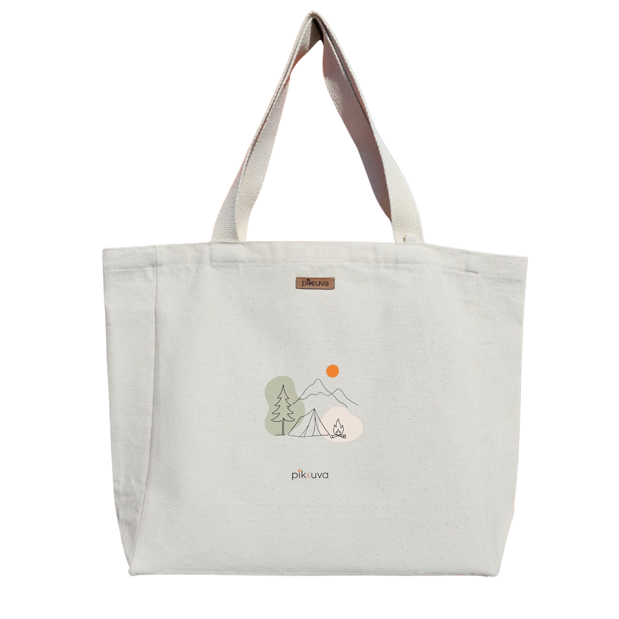 Doğa Temalı Minimalist Çanta Tasarımı Nature themed bag design Baskılı Naturel Kanvas Bez Sap Beyaz Cırt Cırtlı Suluk Tutuculu