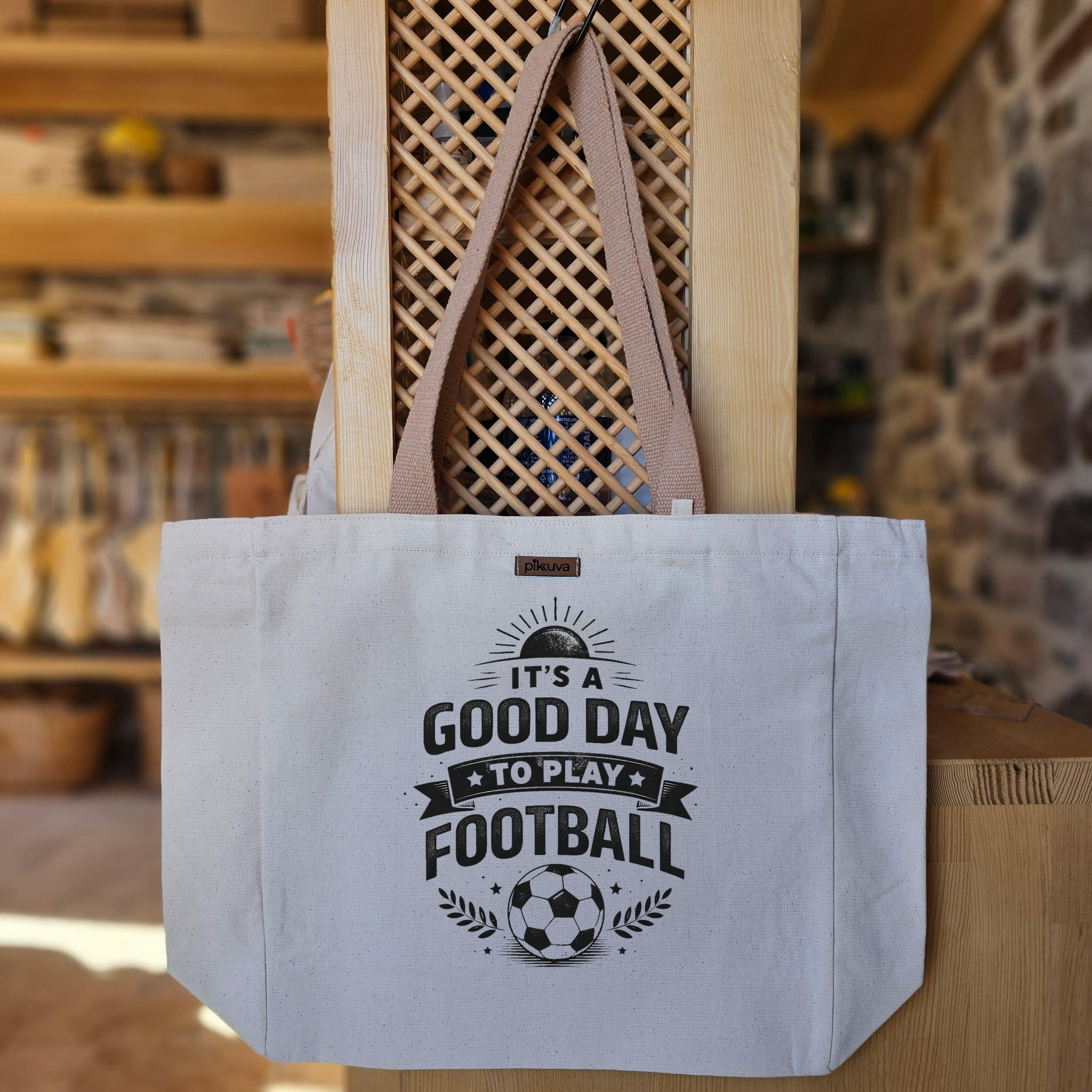 Natural Canvas Tote Bag, Light Brown Handles, White Velcro, Water Bottle Holder — 20x24
