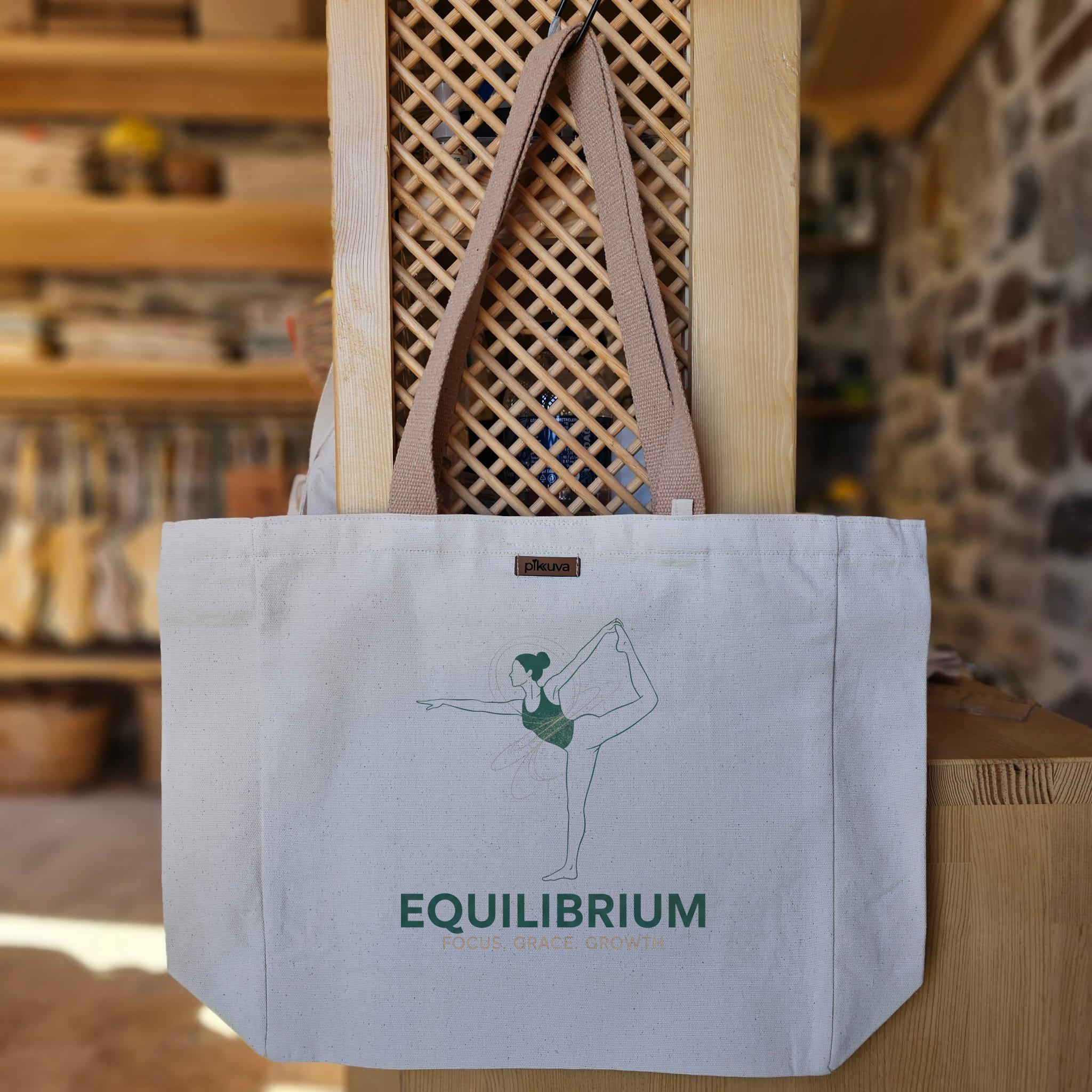 Natural Canvas Tote Bag, Light Brown Handles, White Velcro, Water Bottle Holder — 20x24