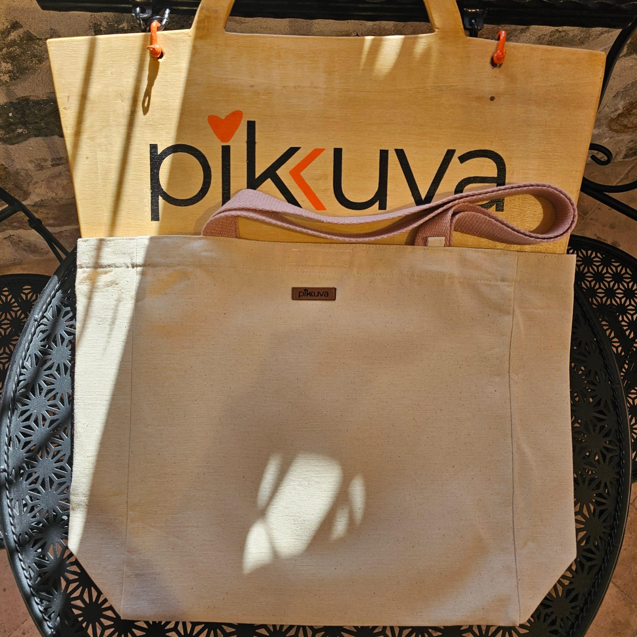 Beyaz Yazı ile Siyah Arka Plan Üzerinde Minimalist Logo Hayal Et Büyük Küçük Başla ve tasarımı Baskılı Naturel Kanvas Bez Çanta Pudra Sap Cırt Cırtlı Suluk Tutuculu