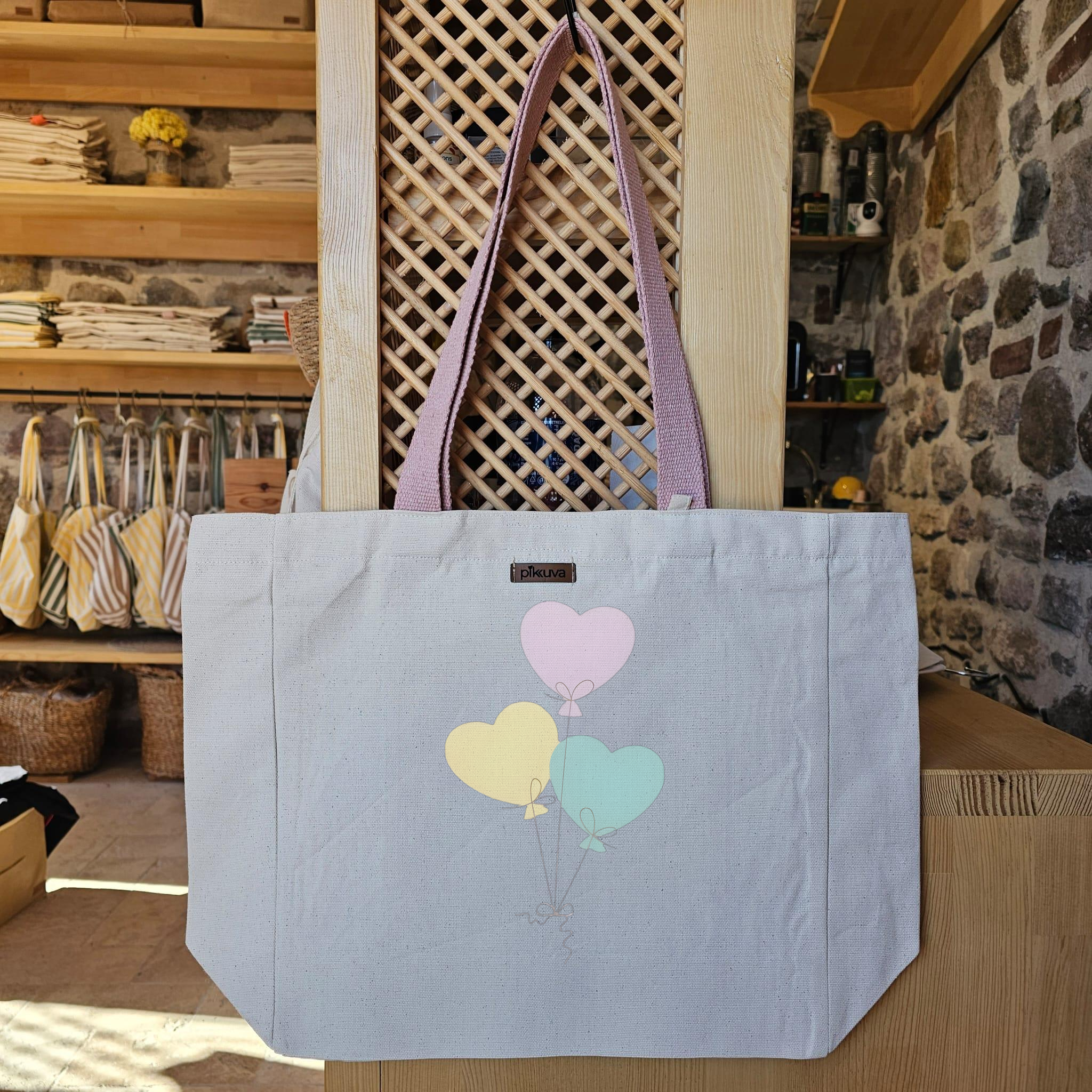 Natural Canvas Tote Bag, Powder Handle, White Velcro, Water Bottle Holder — 20x24