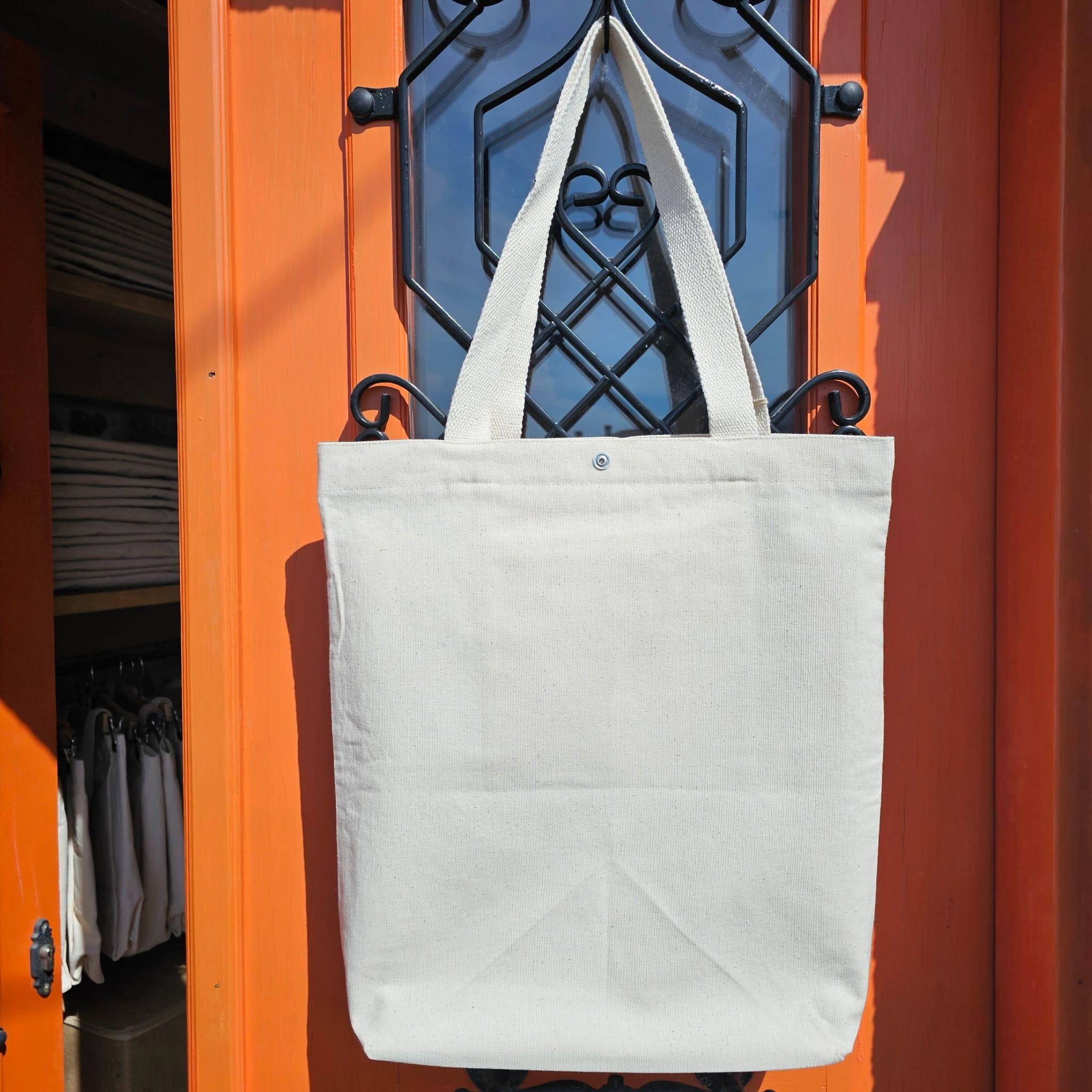 Plain Canvas Bottom Tote Bag, Without Gusset, Snap Closure image 4