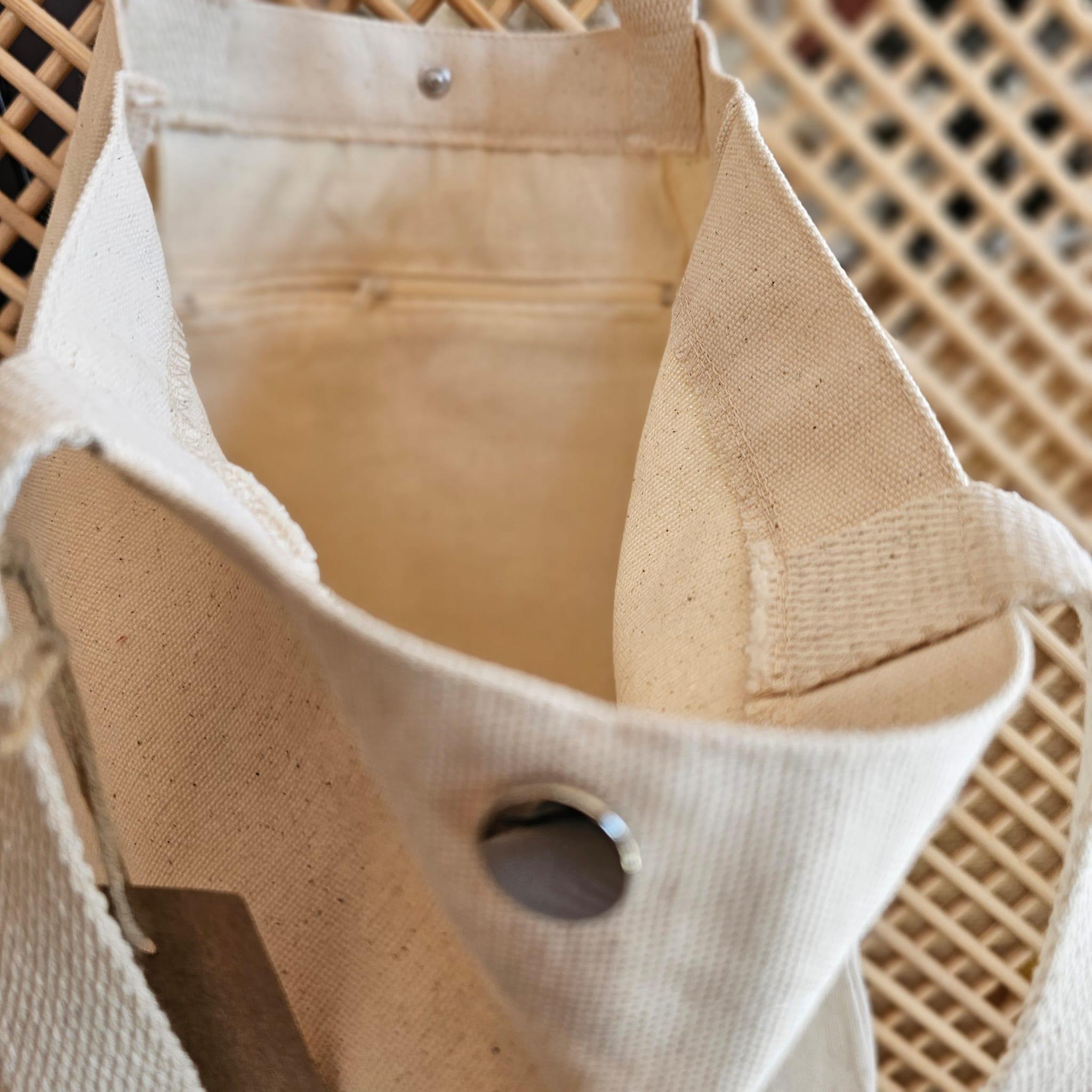 Plain Canvas Bottom Tote Bag, Without Gusset, Snap Closure image 8