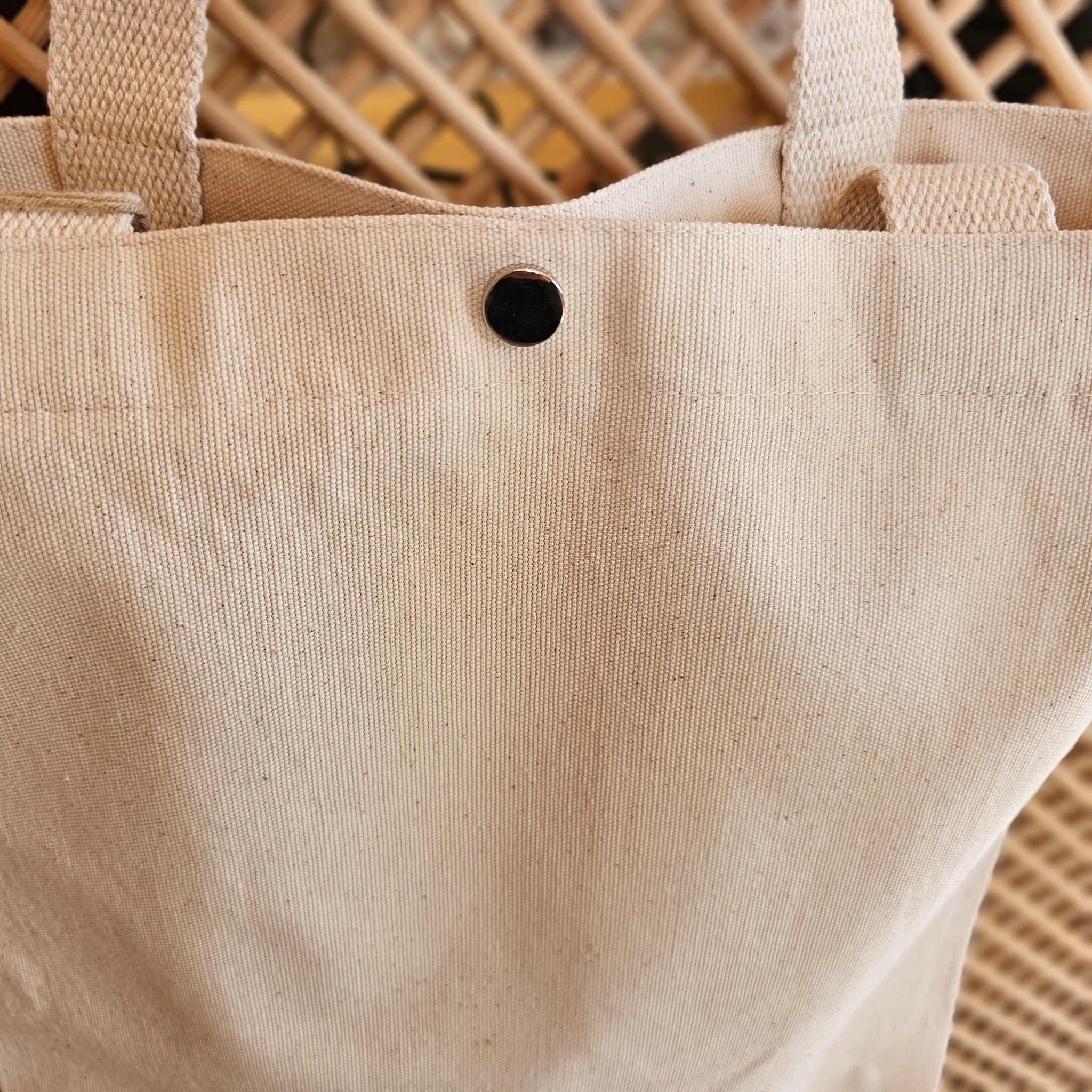 Plain Canvas Bottom Tote Bag, Without Gusset, Snap Closure image 9