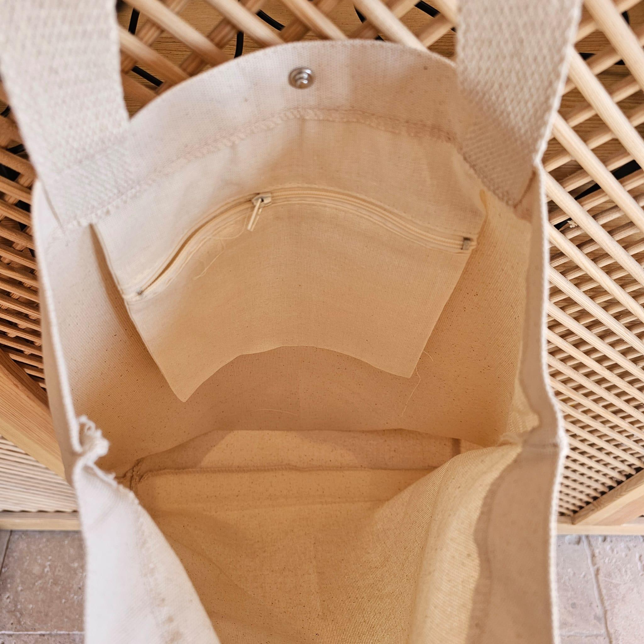 Plain Canvas Bottom Tote Bag, Without Gusset, Snap Closure image 5