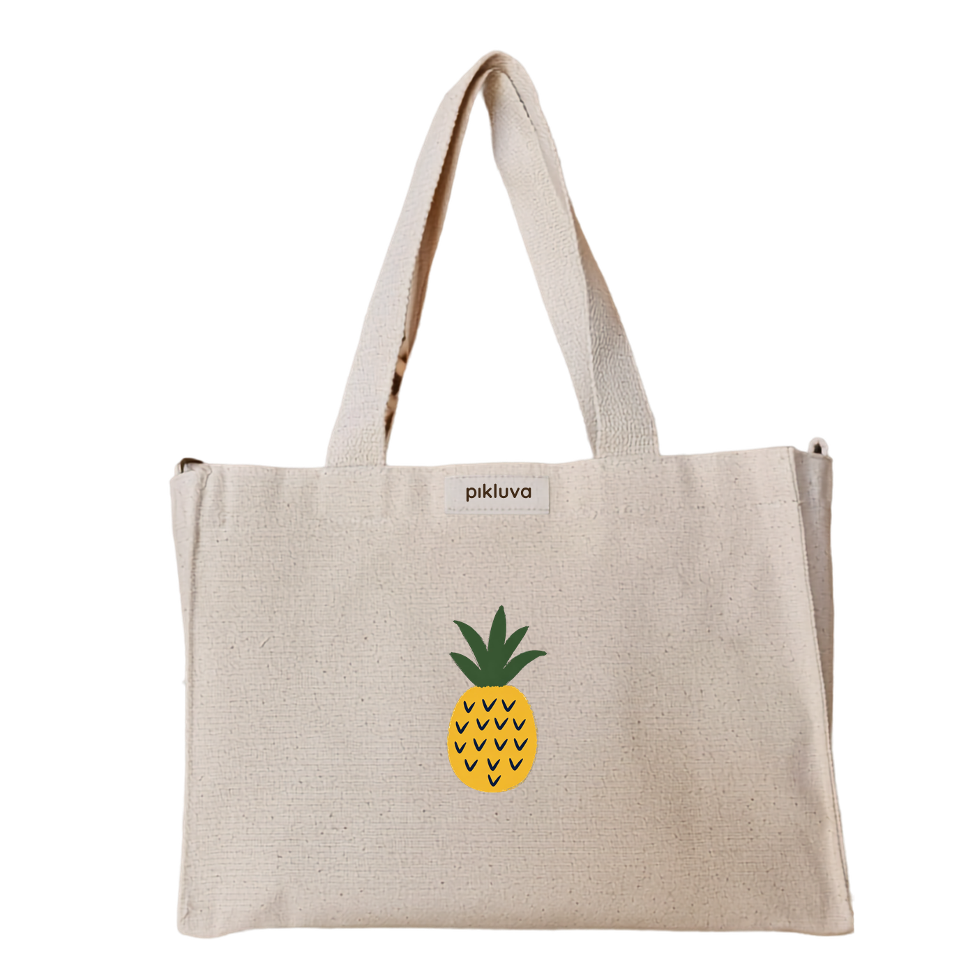 Tropikal Ananas Deseni Tropical Pineapple Design Baskılı Mini Kanvas Bez Çanta Kalın Dik Durabilen Kumaş