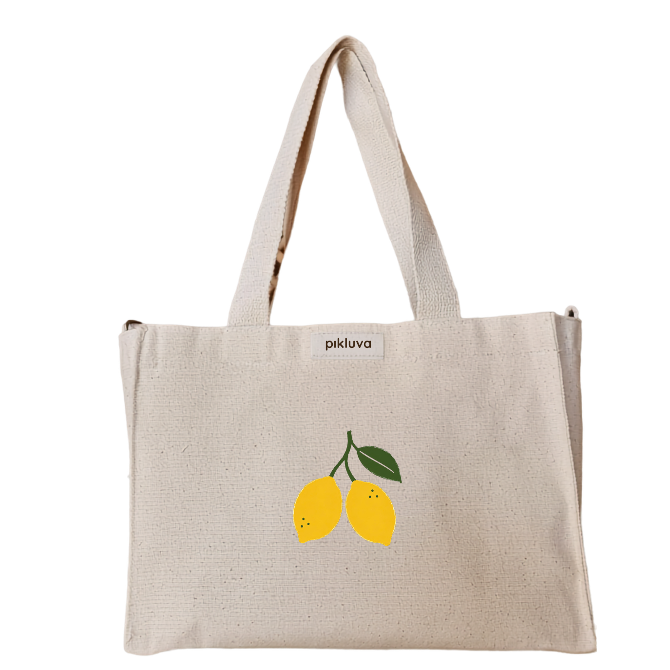 İki Sarı Limon Tasarımı Two yellow lemons Baskılı Mini Kanvas Bez Çanta Kalın Dik Durabilen Kumaş