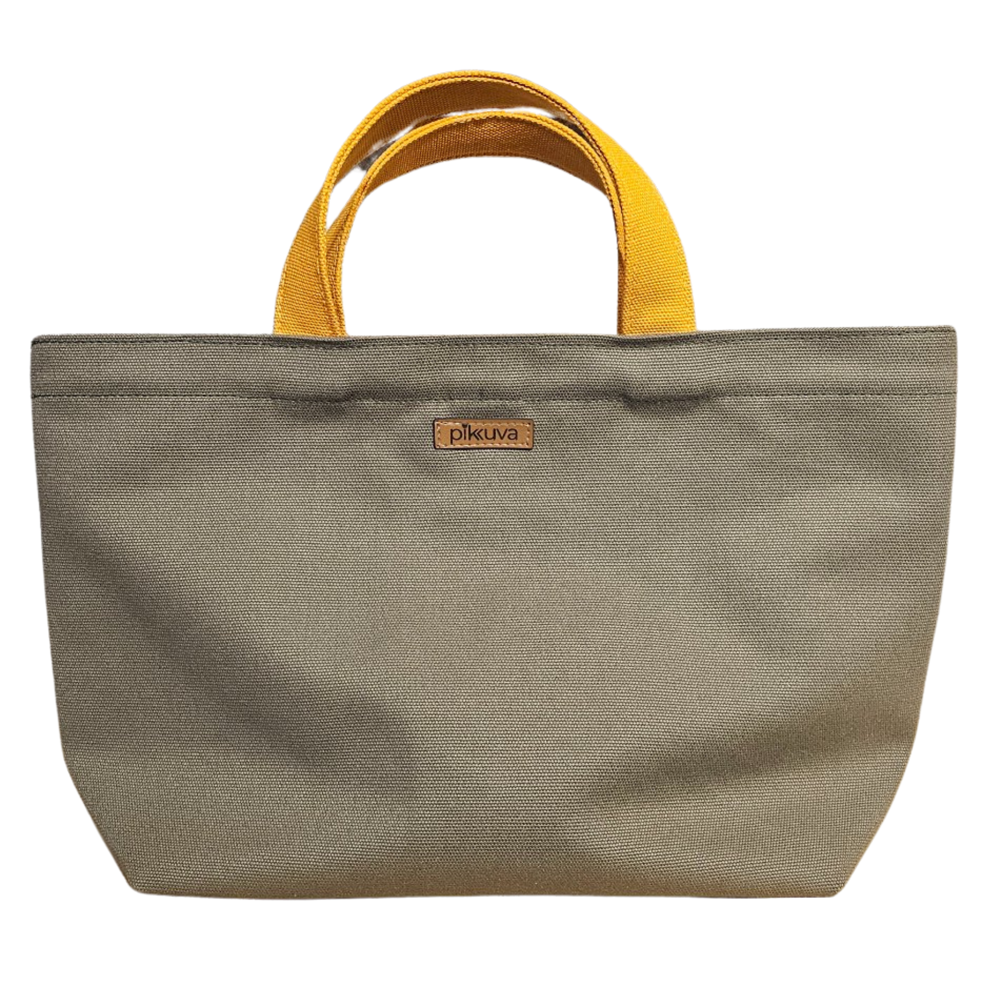 Orange-Handled Snap Closure Olive Canvas Bag