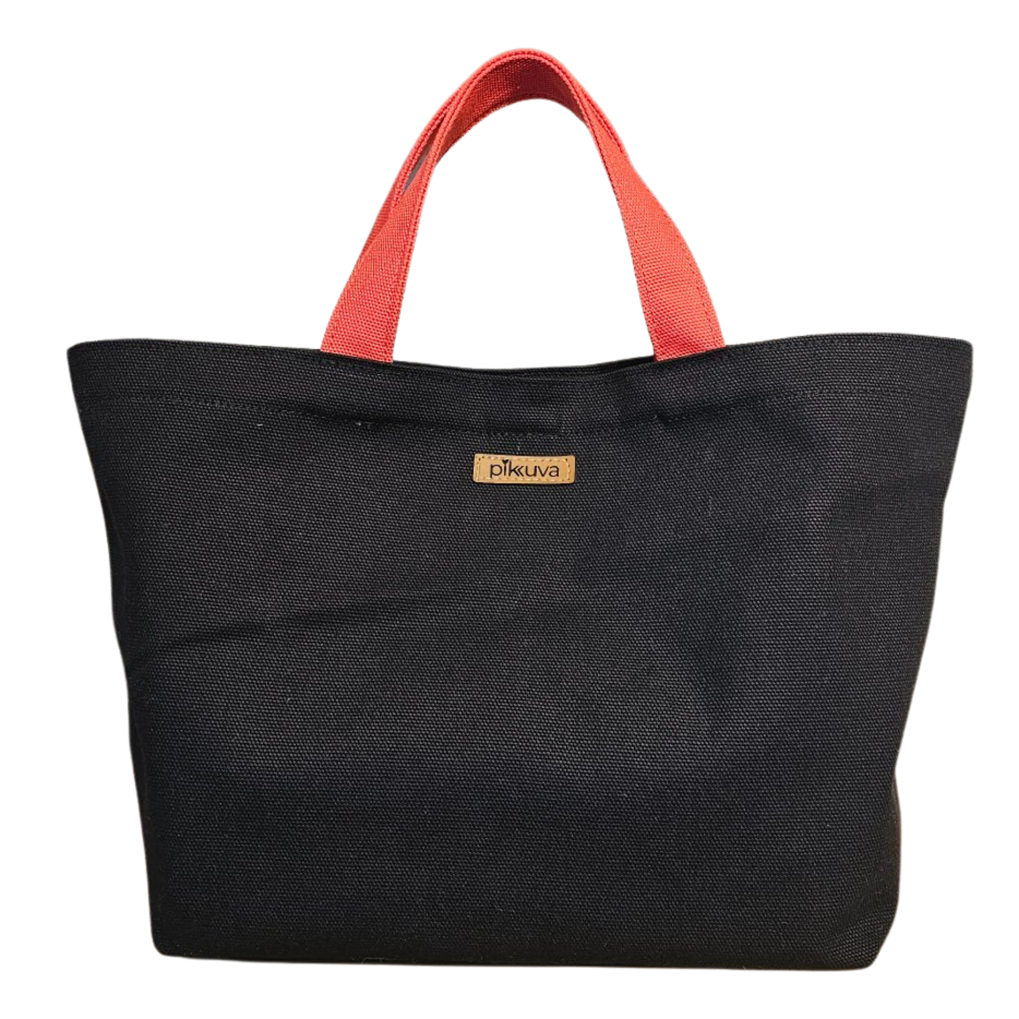 Red-Handled Snap Closure Black Canvas Bag