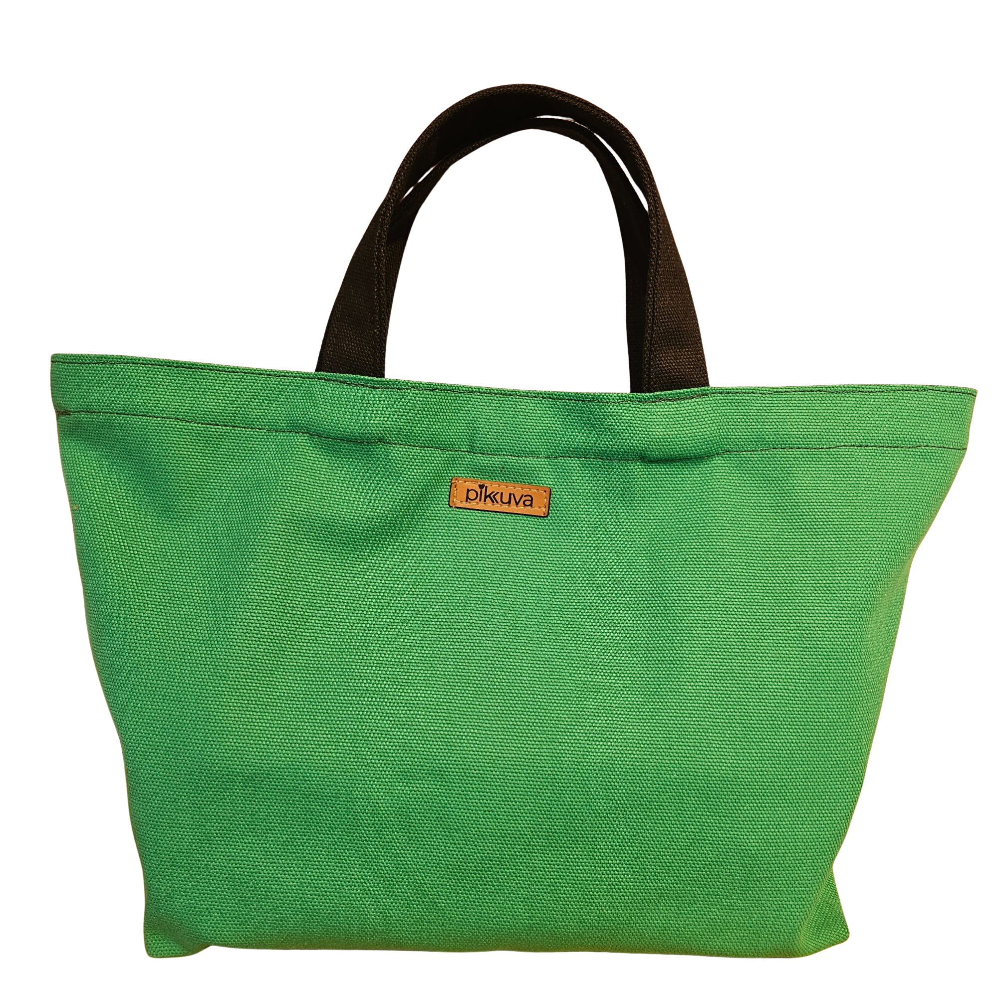 Black Handled Snap Green Canvas Bag