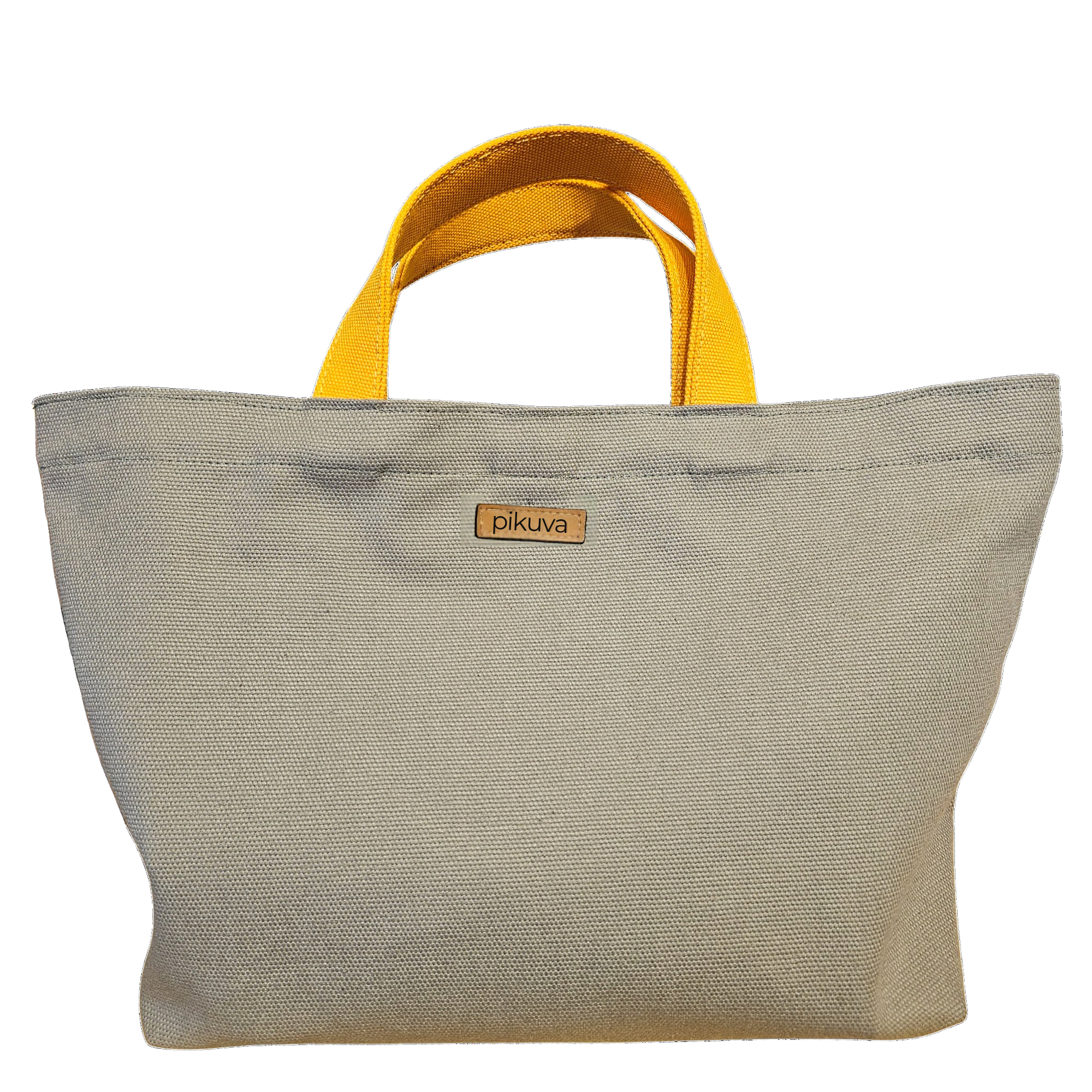Orange-Handled Snap Closure Light Khaki Canvas Bag