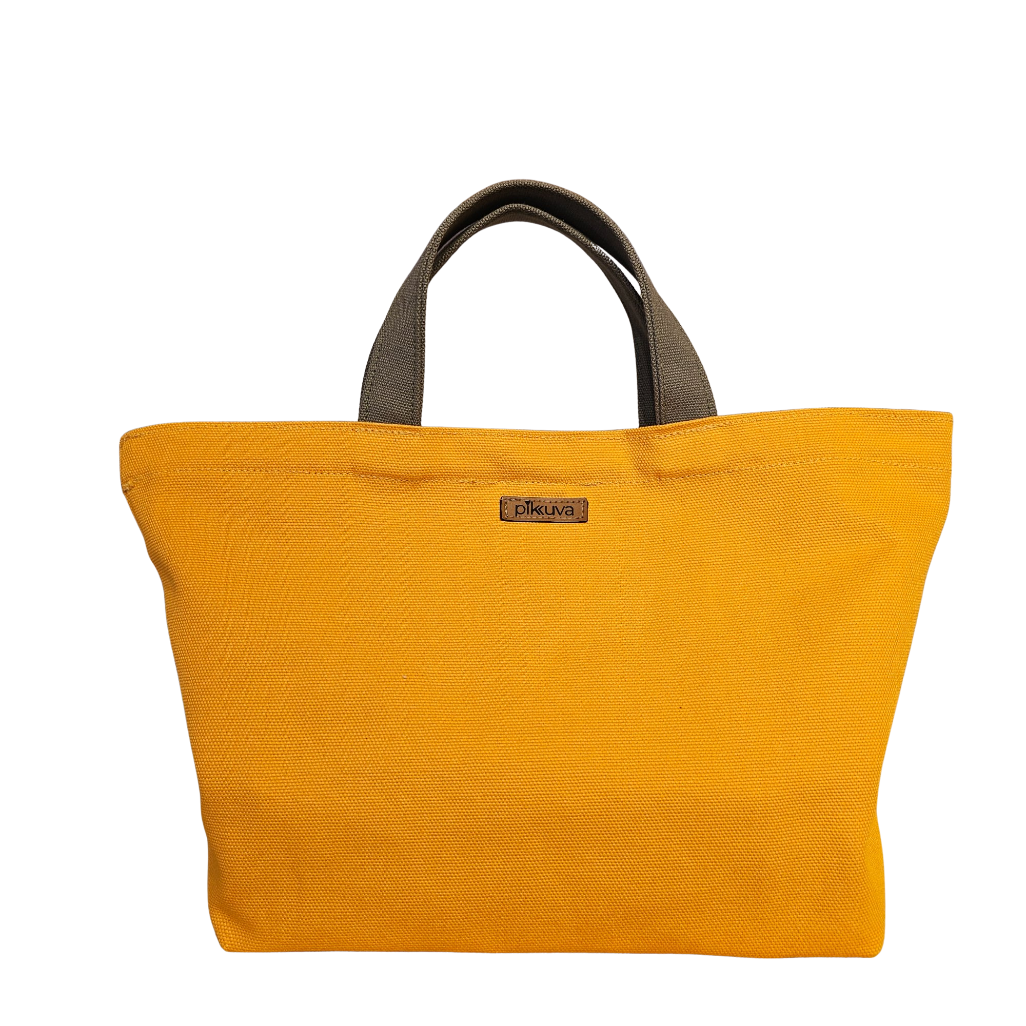 Orange Canvas Bag with Haki Handle and Snap Closure