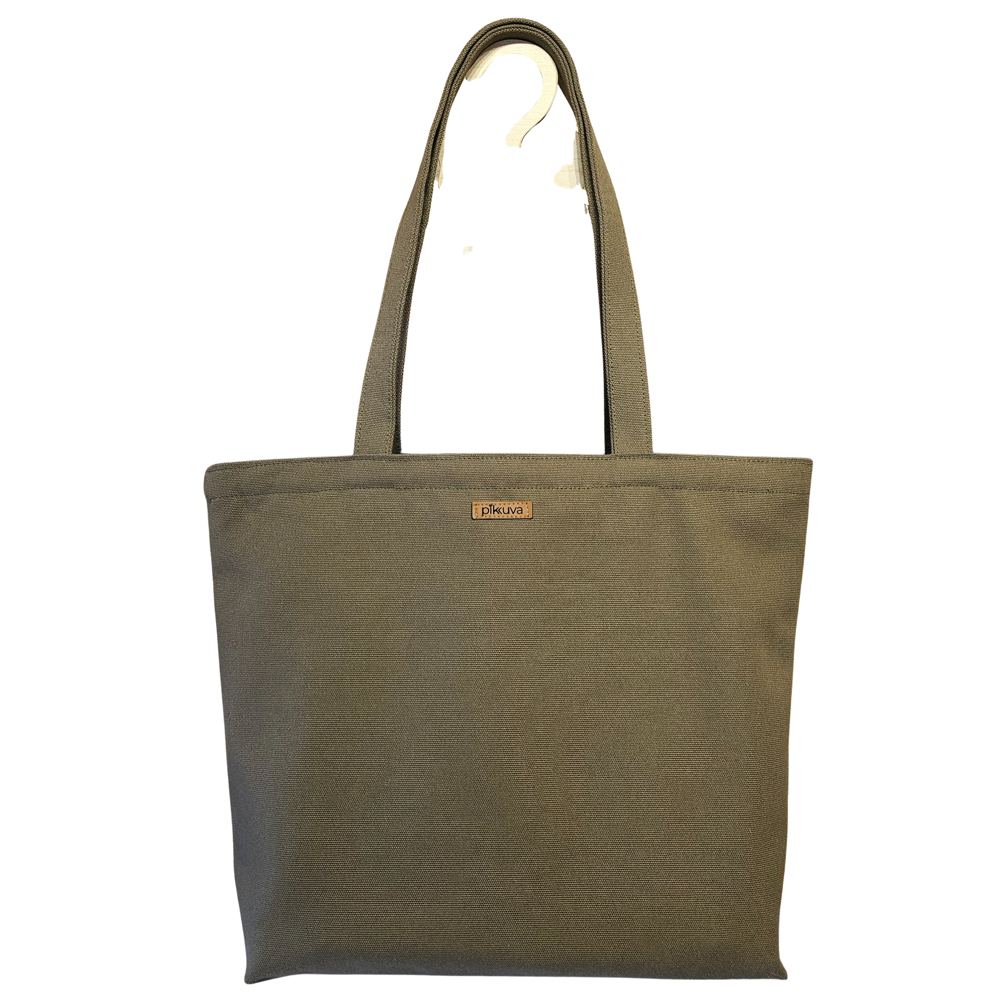 Khaki Handled Zippered Khaki Catbag Canvas Bag
