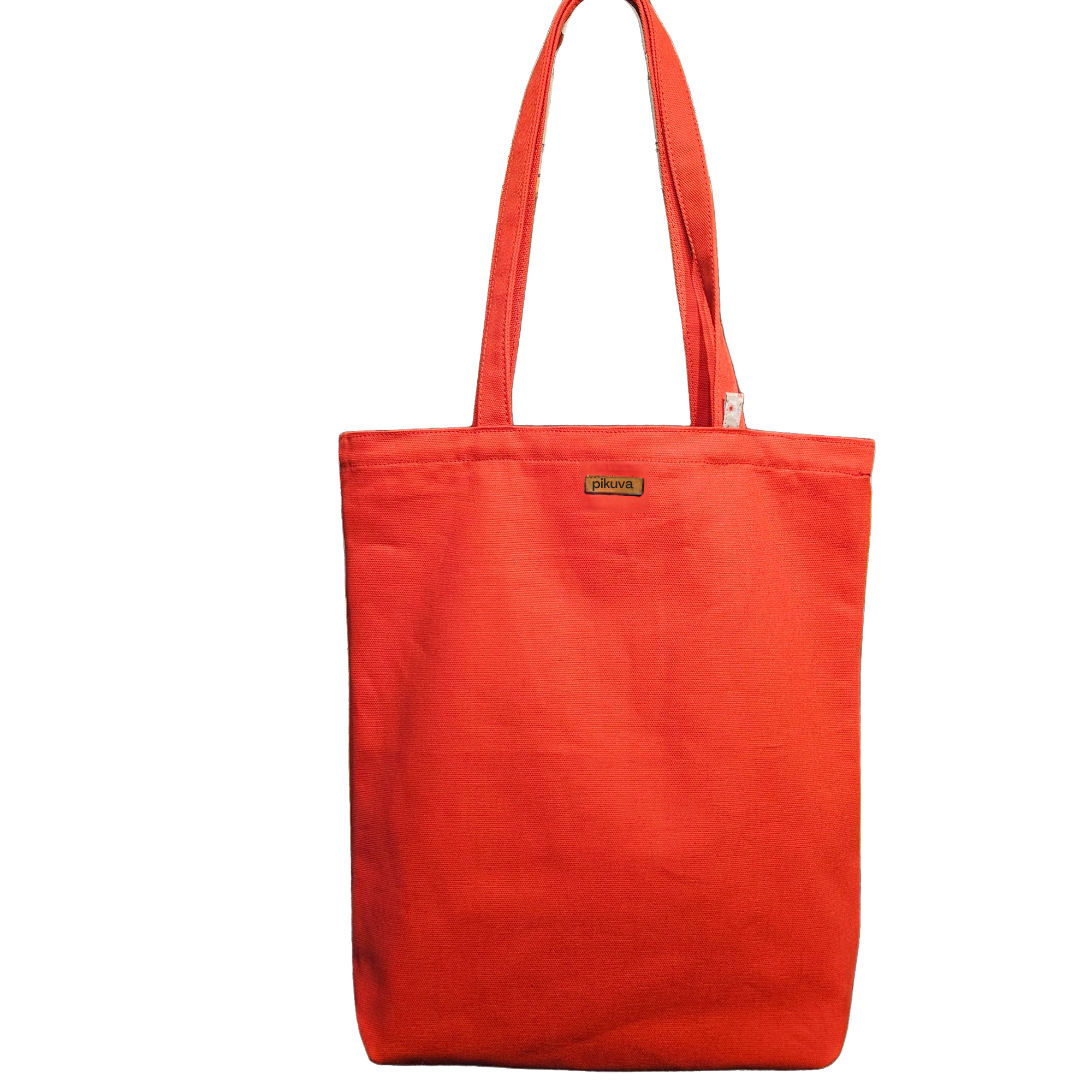 Canvas Bottom Long Bag - Fabric, 380g Canvas, Red, Lining, Sheet Fabric, Wildflower Light Pink, Snap, Large Snap Press, Oxide, Label, Leather Pikkuva, Light Beige