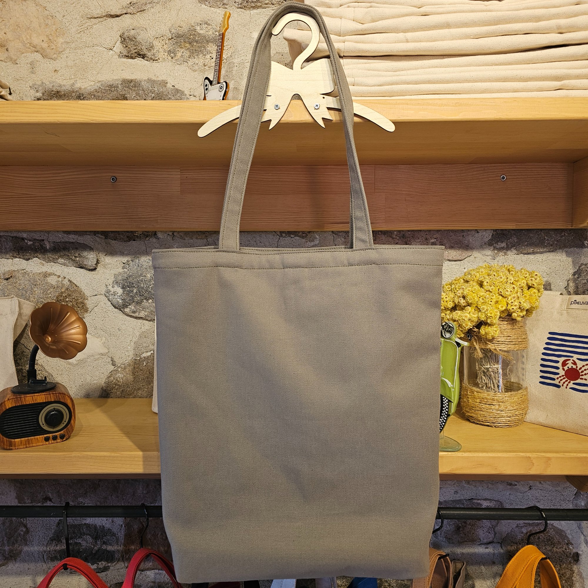 Light Khaki Handle Snap Closure Light Khaki Canvas Bag image 5