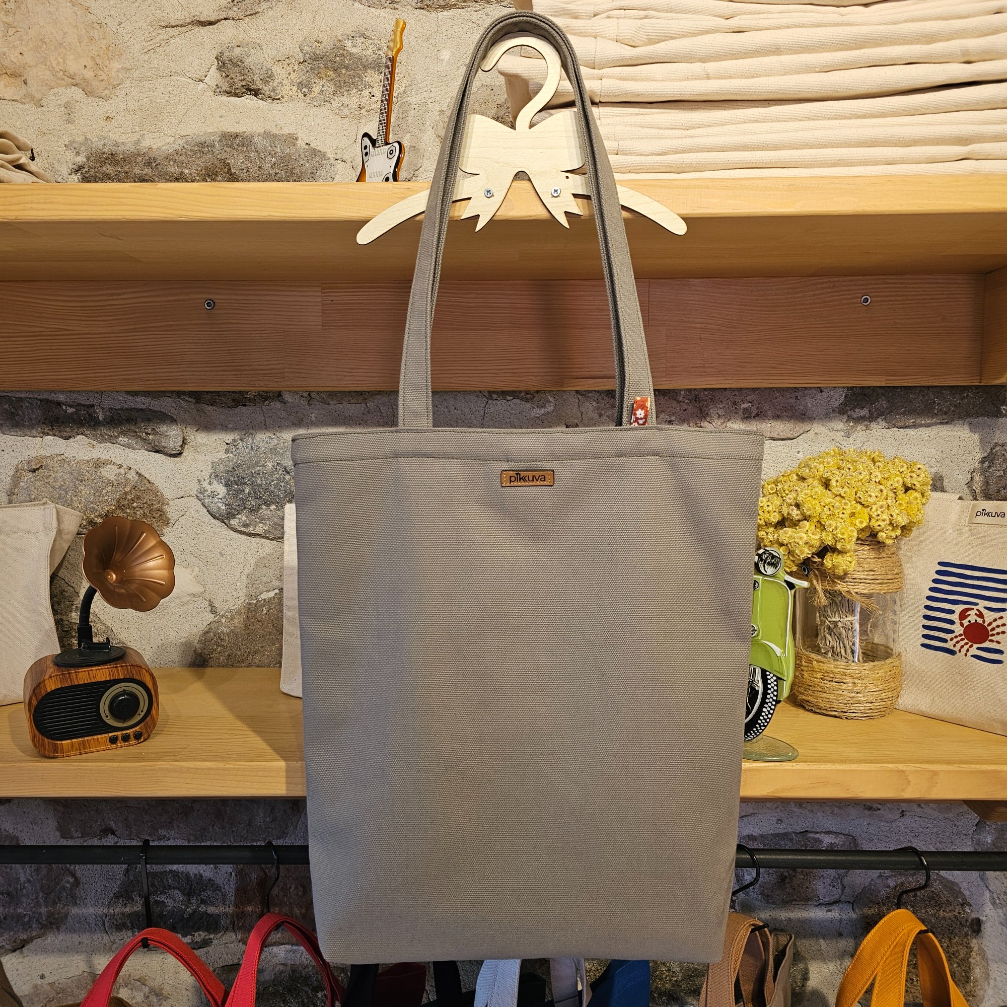 Light Khaki Handle Snap Closure Light Khaki Canvas Bag image 2