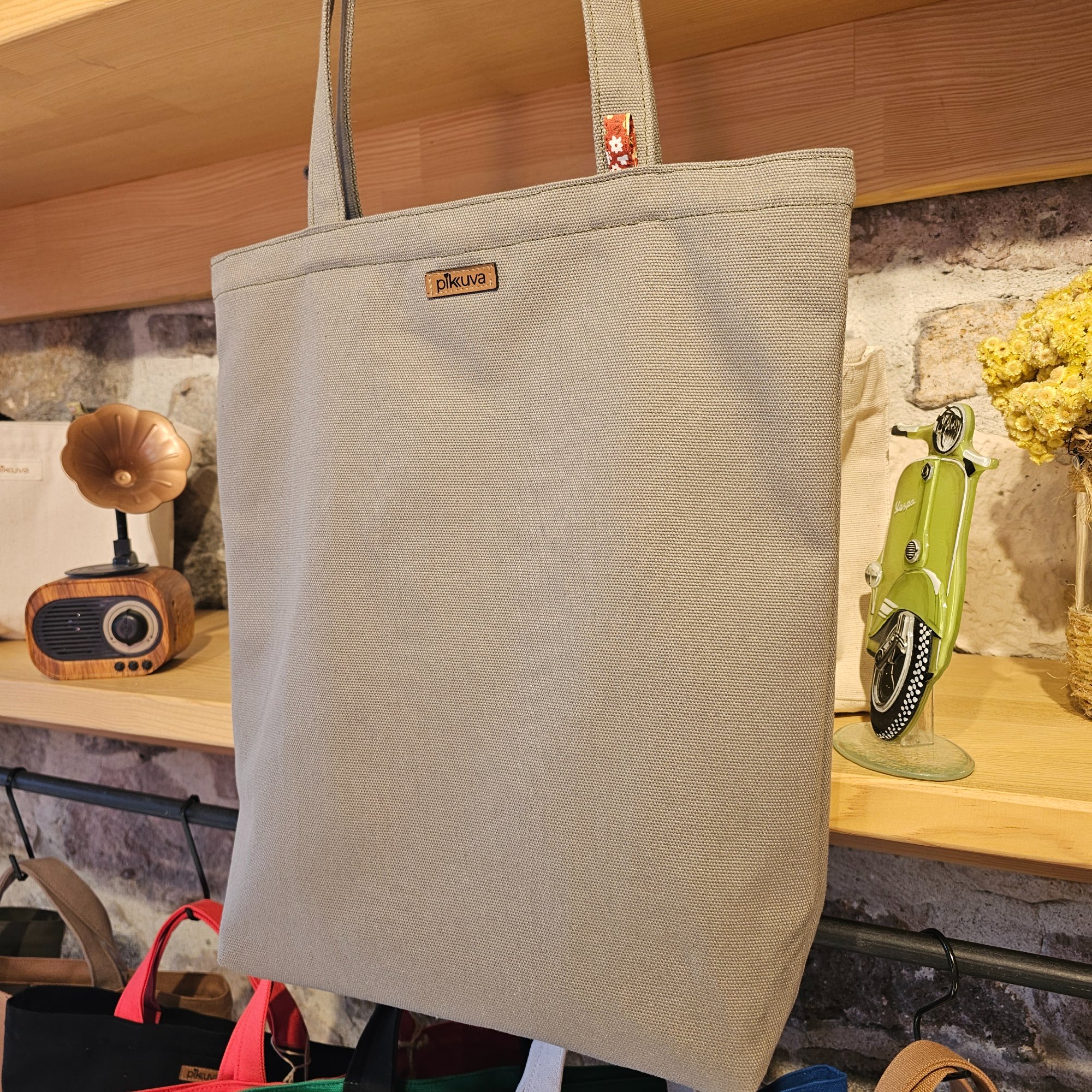 Light Khaki Handle Snap Closure Light Khaki Canvas Bag image 4