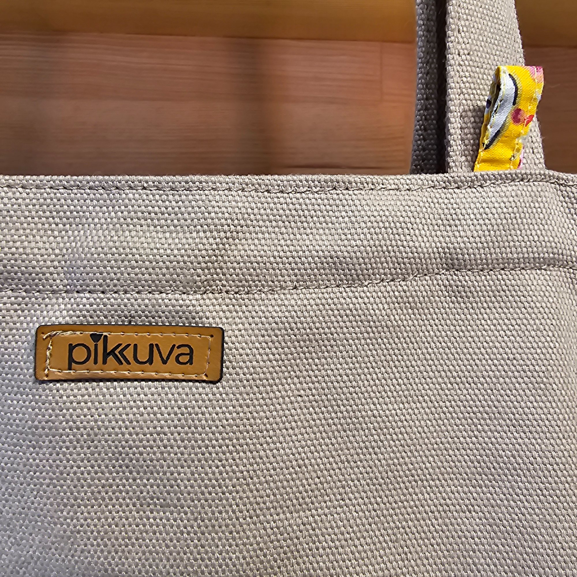 Beige Handle Snap Closure Beige Canvas Bag image 3