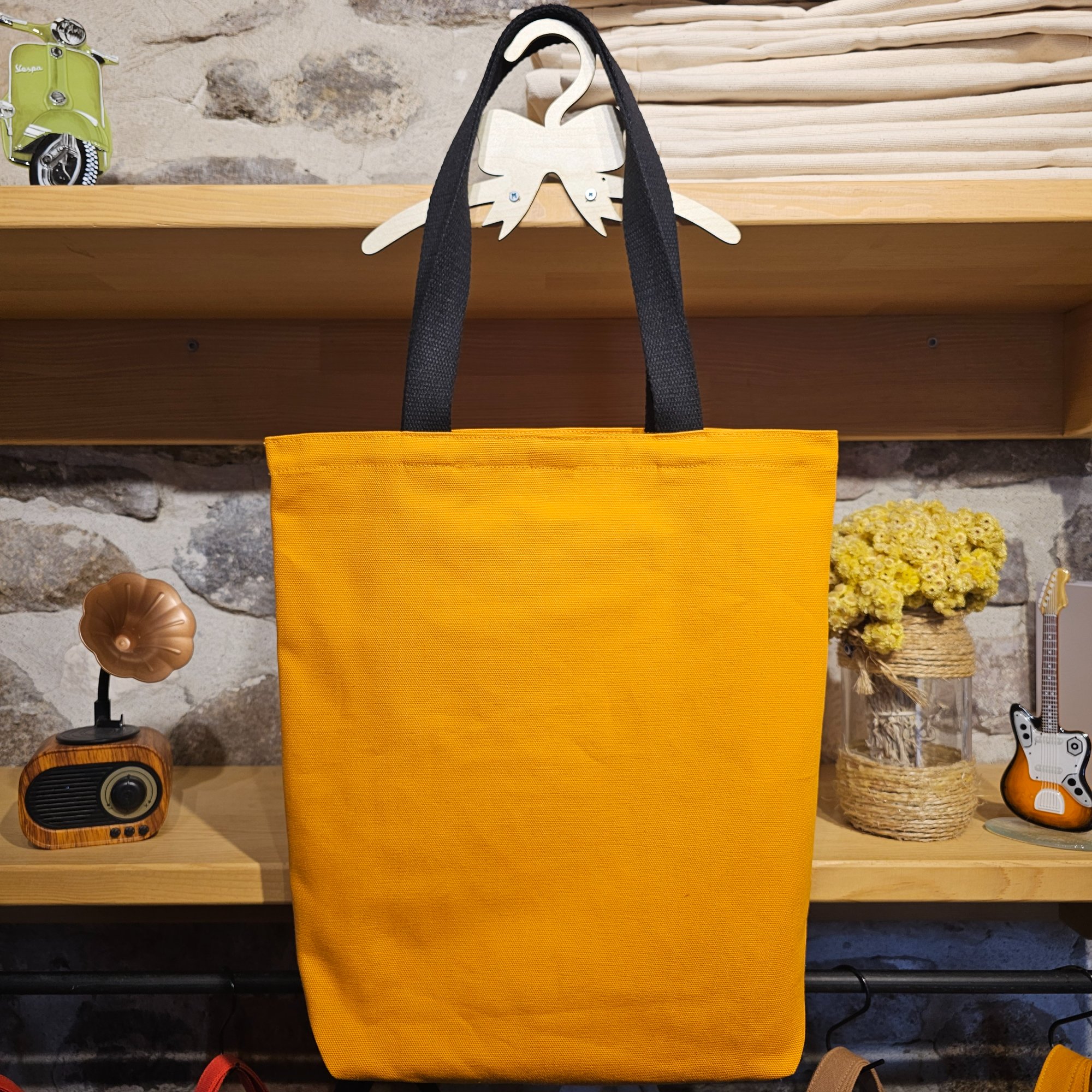 Canvas Bottom Long Bag - Fabric, 380gr Canvas, Orange, Lining, Poplin, Wildflower Orange, Column, 3cm Column, Black, Snap, Large Snap Press, Oxide, Label, Leather Pikkuva, Light Tan image 5
