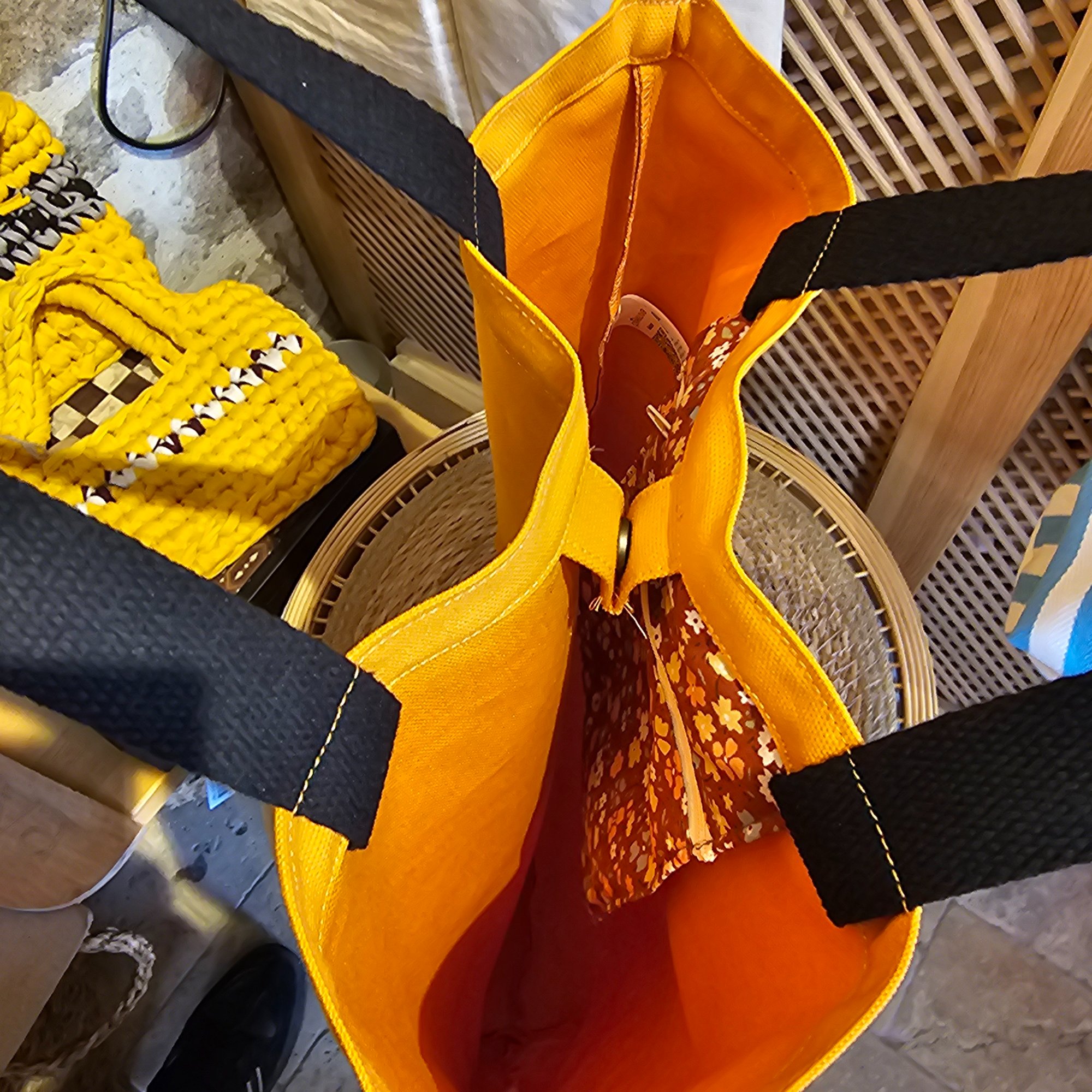 Canvas Bottom Long Bag - Fabric, 380gr Canvas, Orange, Lining, Poplin, Wildflower Orange, Column, 3cm Column, Black, Snap, Large Snap Press, Oxide, Label, Leather Pikkuva, Light Tan image 6