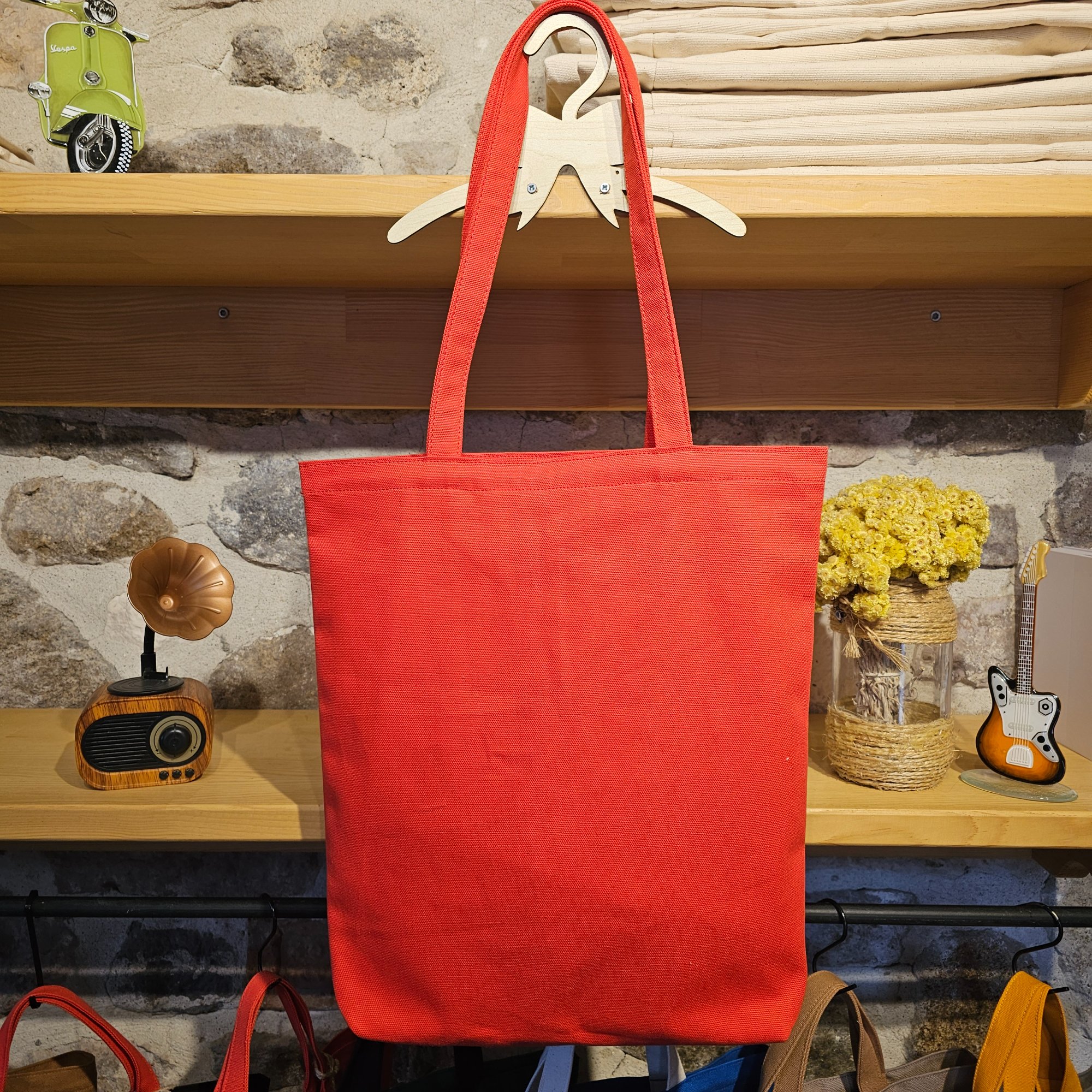 Canvas Bottom Long Bag - Fabric, 380g Canvas, Red, Lining, Sheet Fabric, Wildflower Light Pink, Snap, Large Snap Press, Oxide, Label, Leather Pikkuva, Light Beige image 5