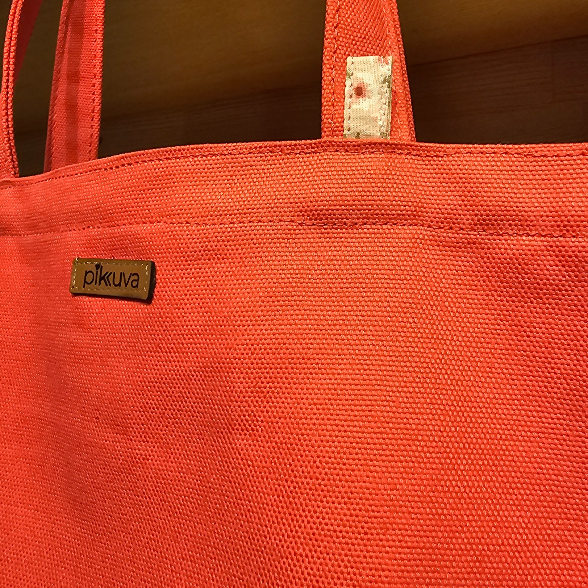 Canvas Bottom Long Bag - Fabric, 380g Canvas, Red, Lining, Sheet Fabric, Wildflower Light Pink, Snap, Large Snap Press, Oxide, Label, Leather Pikkuva, Light Beige image 3