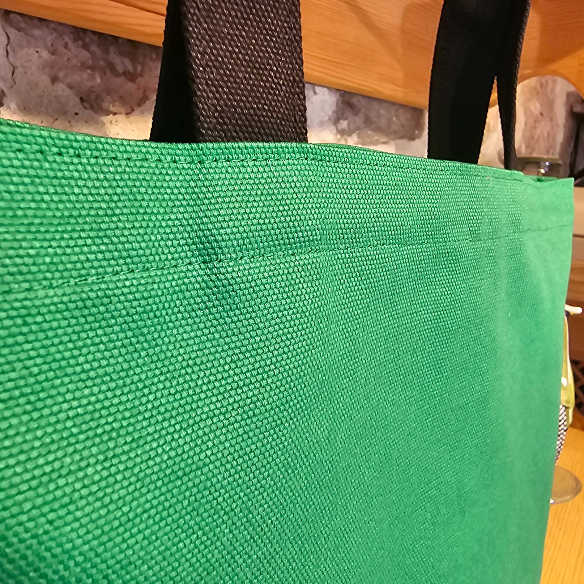 Black Pocketed Black Handled Green Canvas Bag image 3