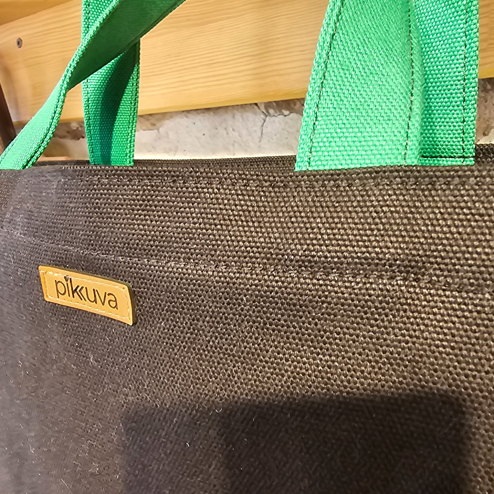Green Pocketed Green Handled Black Canvas Bag image 3