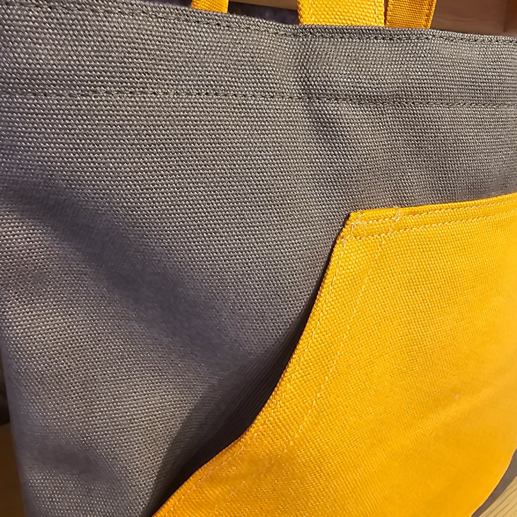 Orange Pocketed Olive Green Canvas Bag with Orange Handles image 5