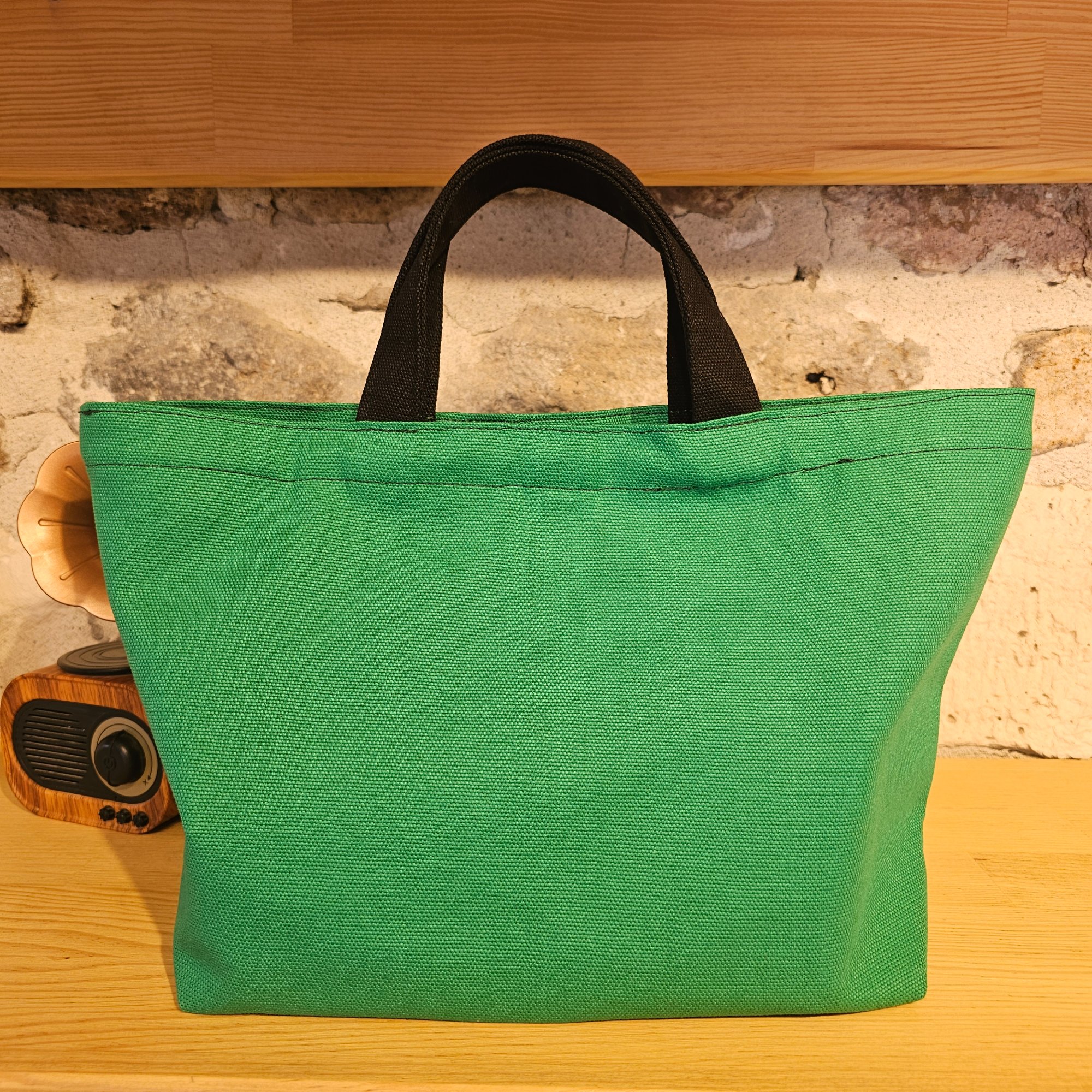 Black Handled Snap Green Canvas Bag image 3