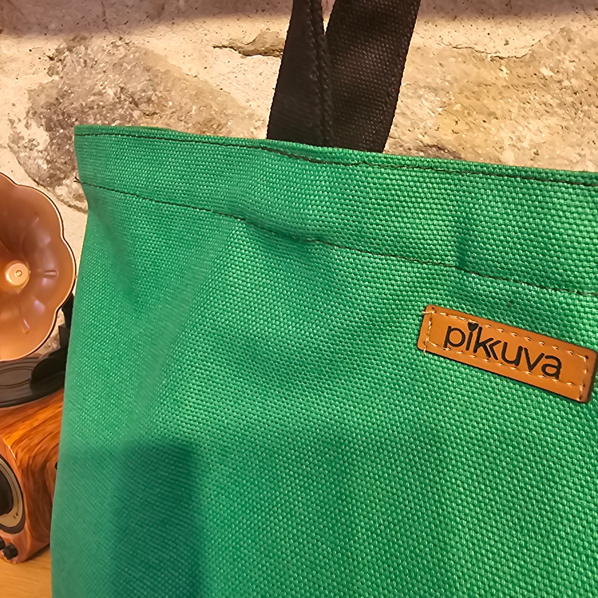 Black Handled Snap Green Canvas Bag image 4