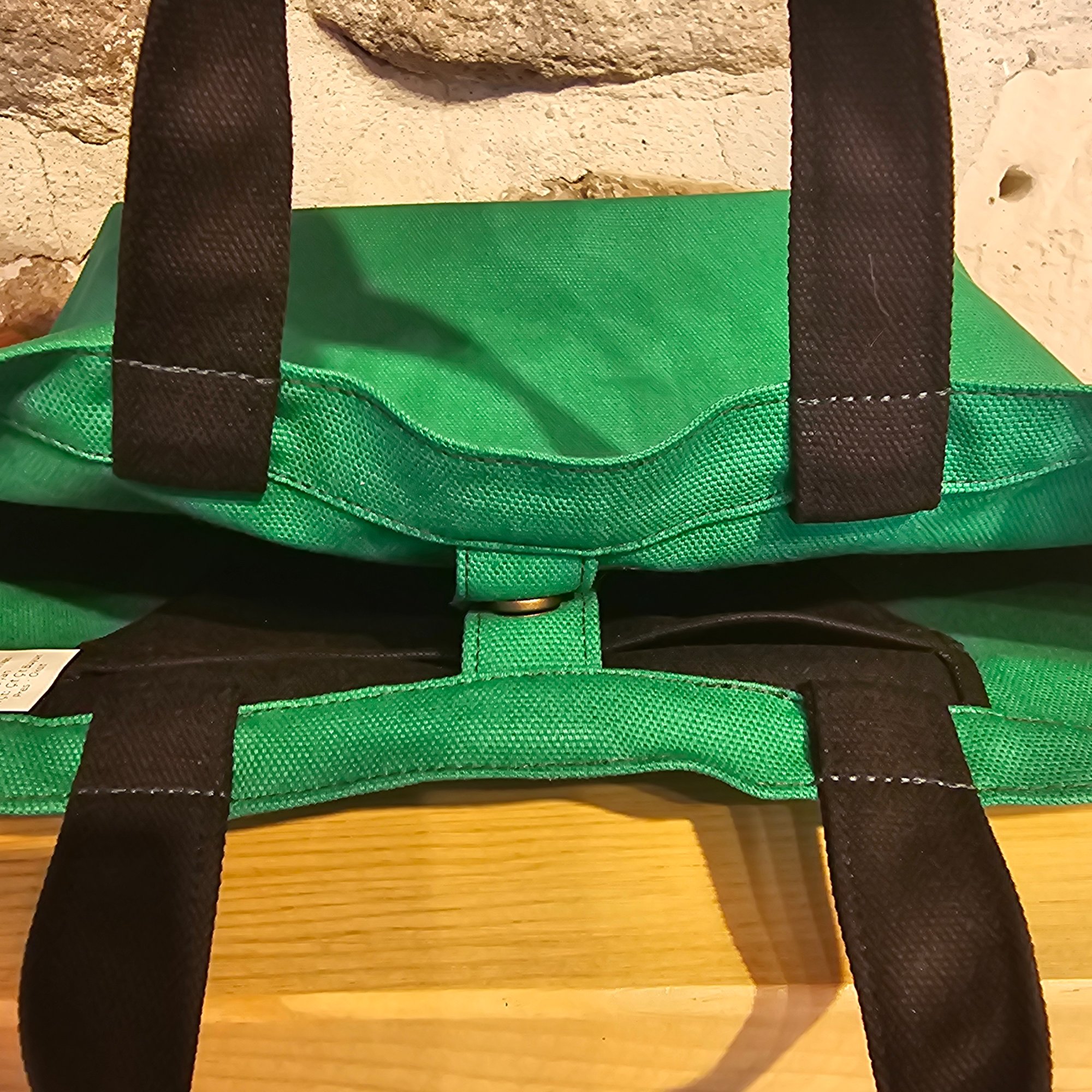 Black Handled Snap Green Canvas Bag image 7