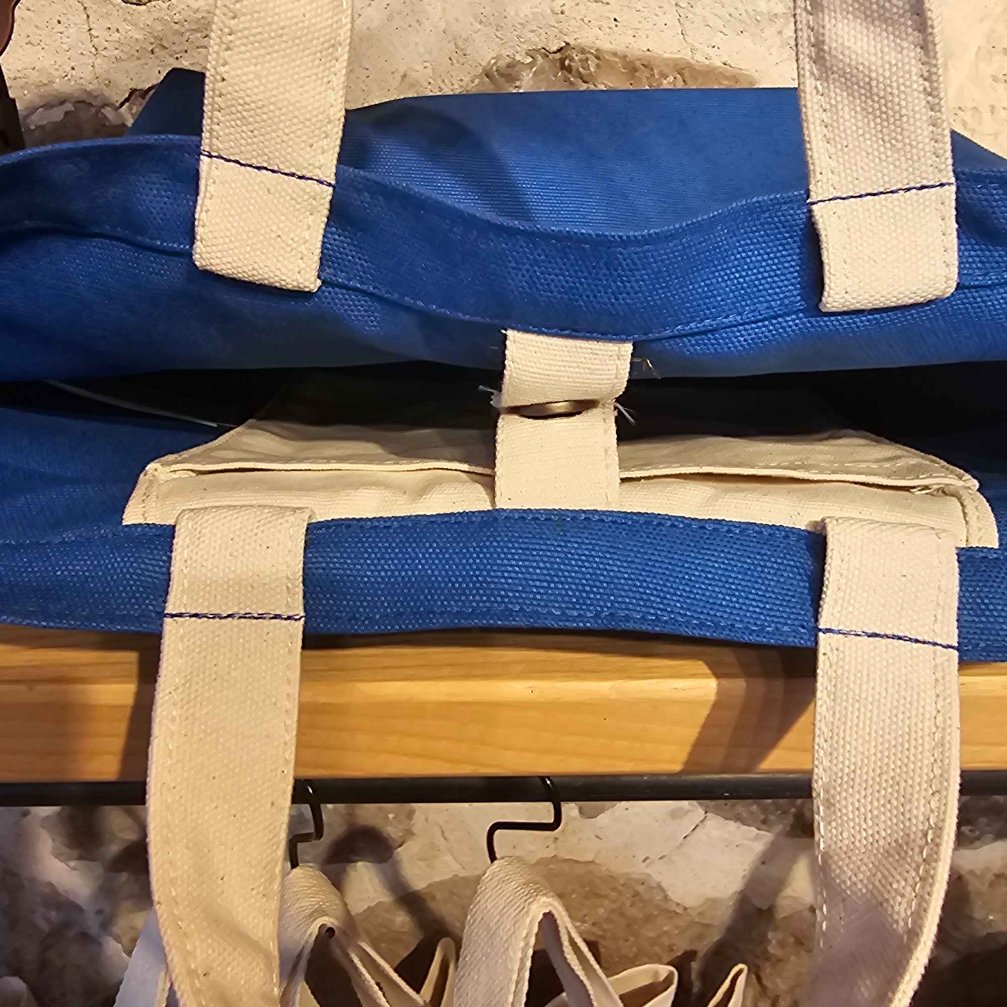 Natural Handle Snap Blue Canvas Bag image 7