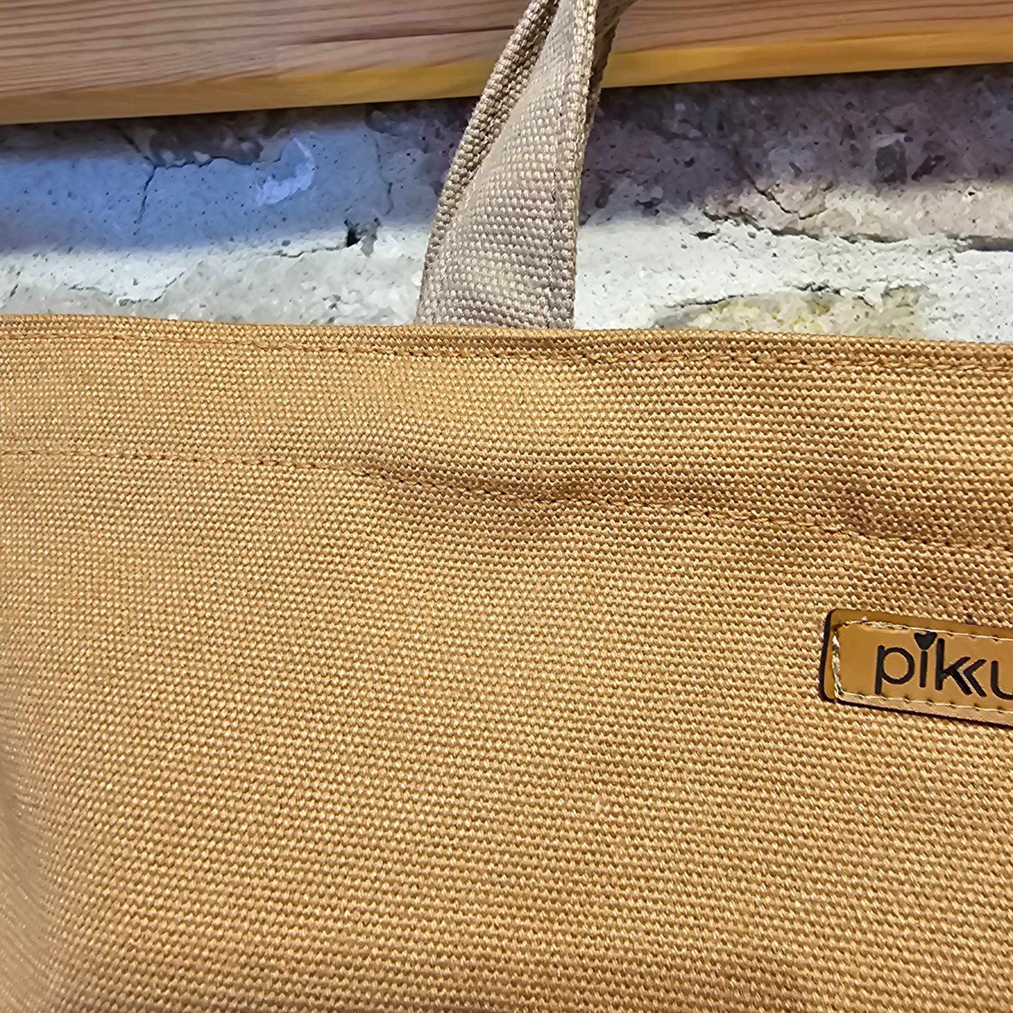 Beige Handle Snap Closure Camel Canvas Bag image 5