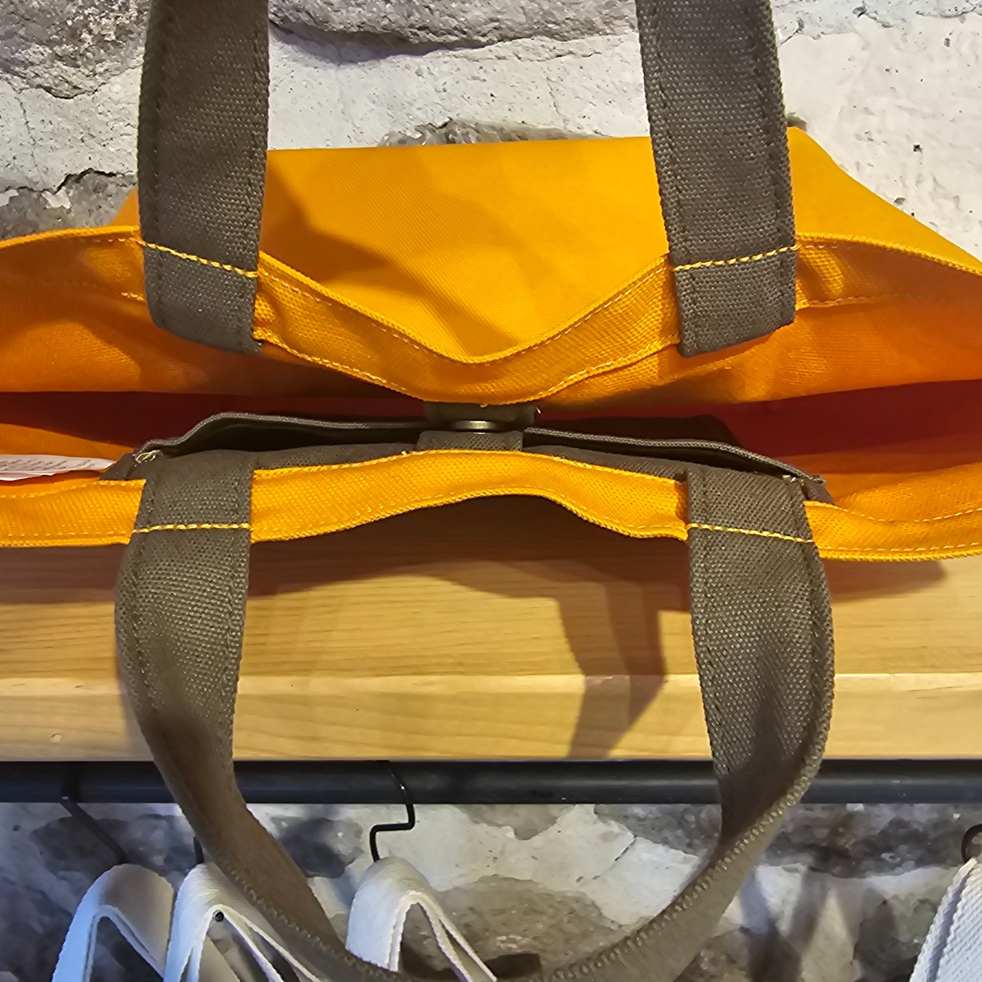 Orange Canvas Bag with Haki Handle and Snap Closure image 7