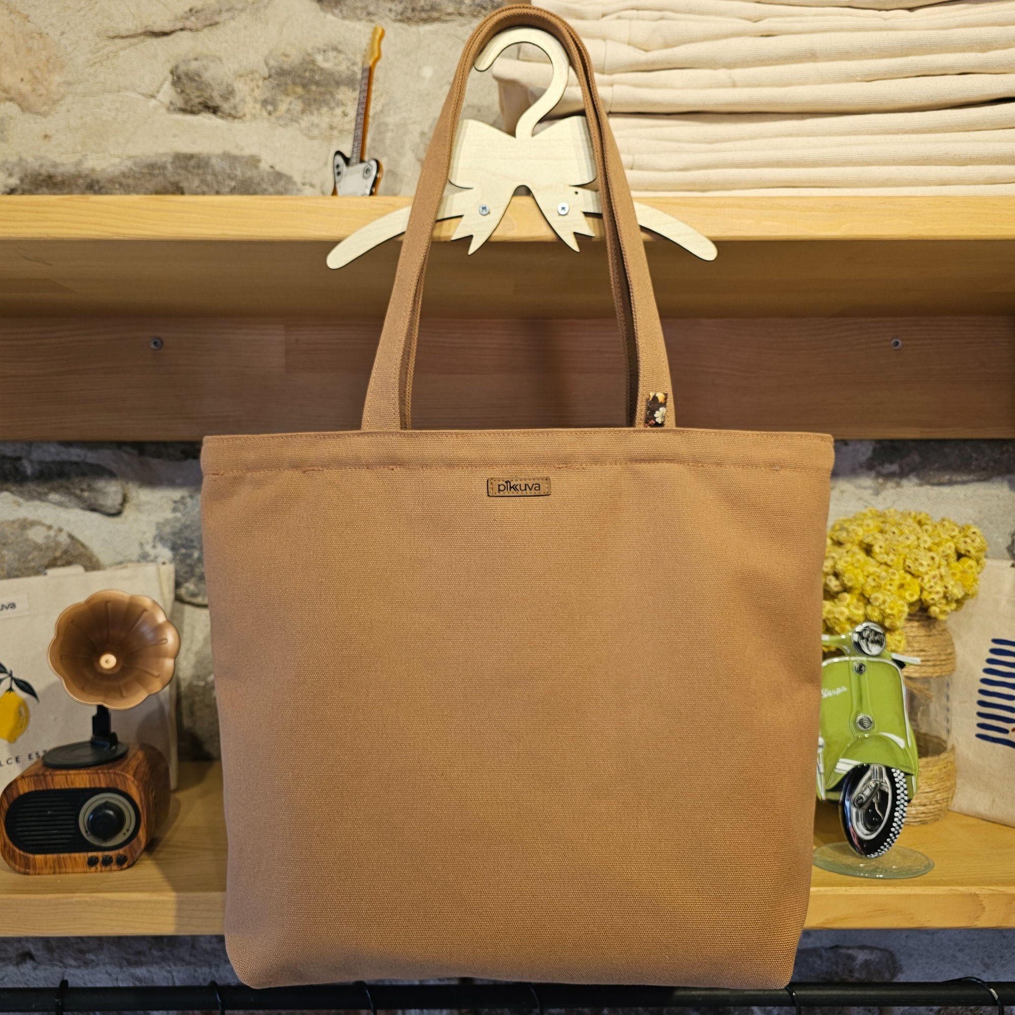 Camel Handle Zippered Camel Catbag Canvas Fabric Bag image 2